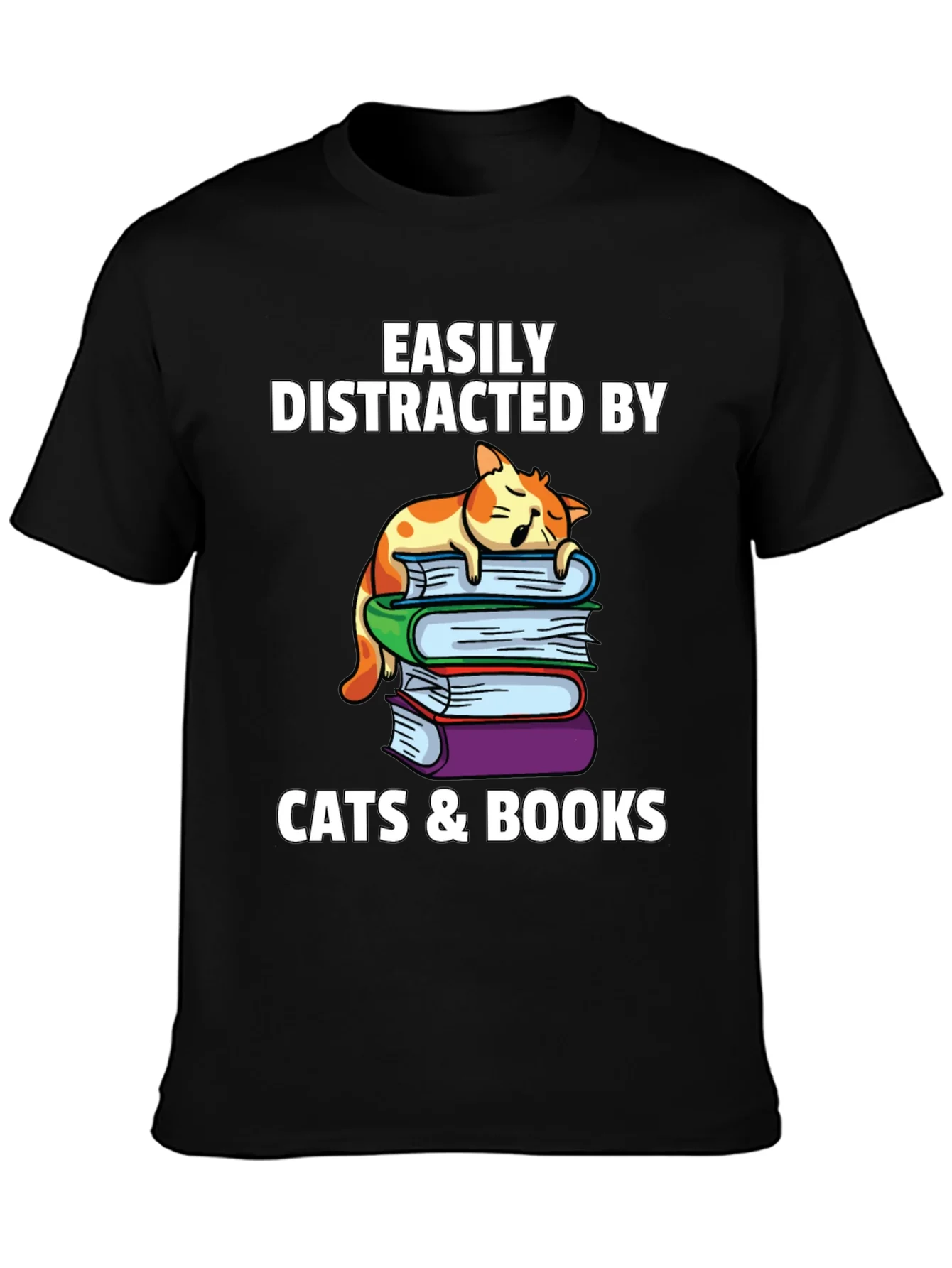 Camiseta Gatos y Libros me Distraen F¨¢cilmente
