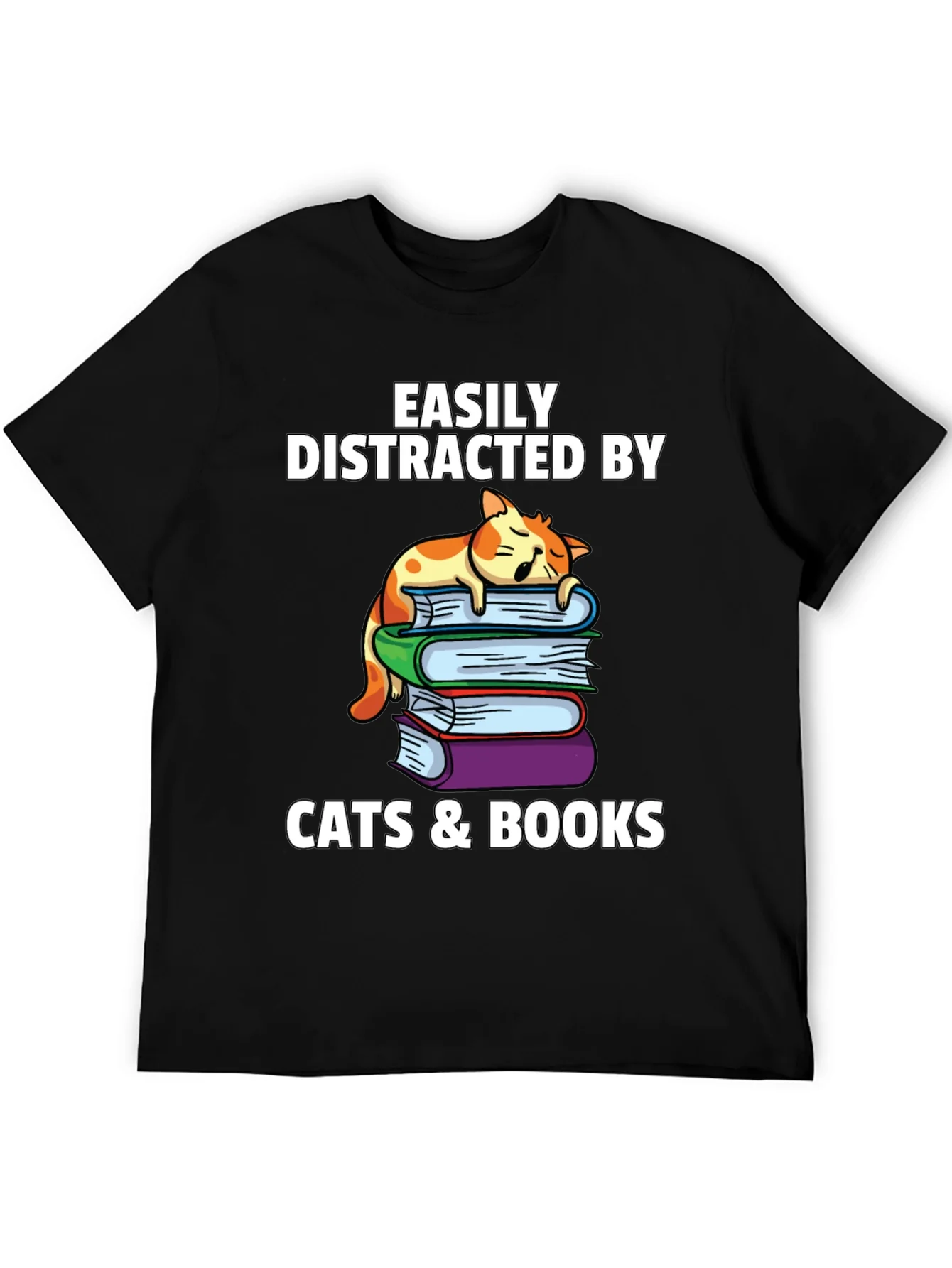 Camiseta Gatos y Libros me Distraen F¨¢cilmente