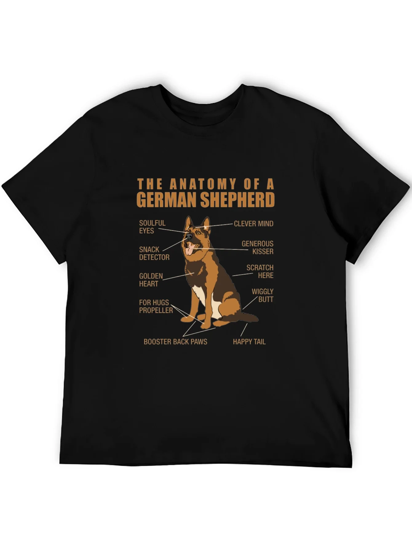 Camiseta Negra Anatom¨ªa Pastor Alem¨¢n