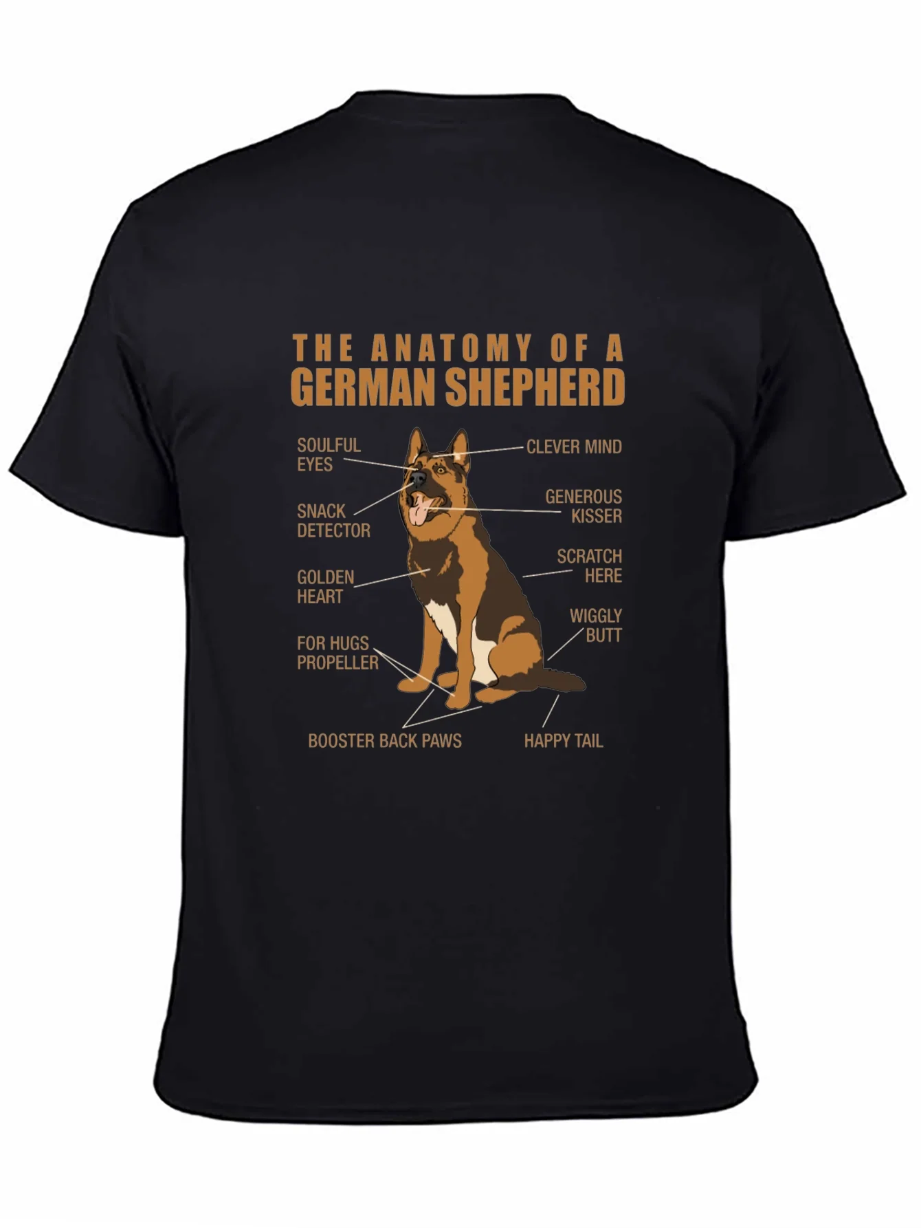 Camiseta Negra Anatom¨ªa Pastor Alem¨¢n