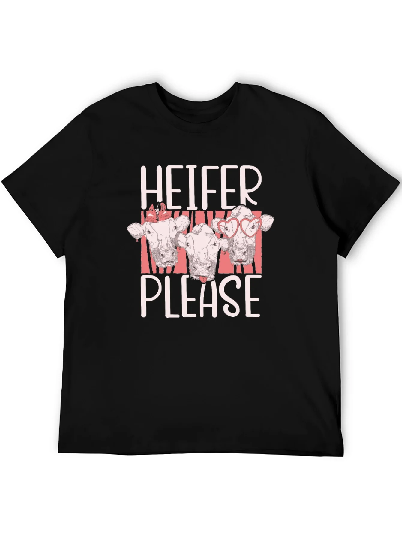 Camiseta Negra Heifer Please con Dise?o de Vacas