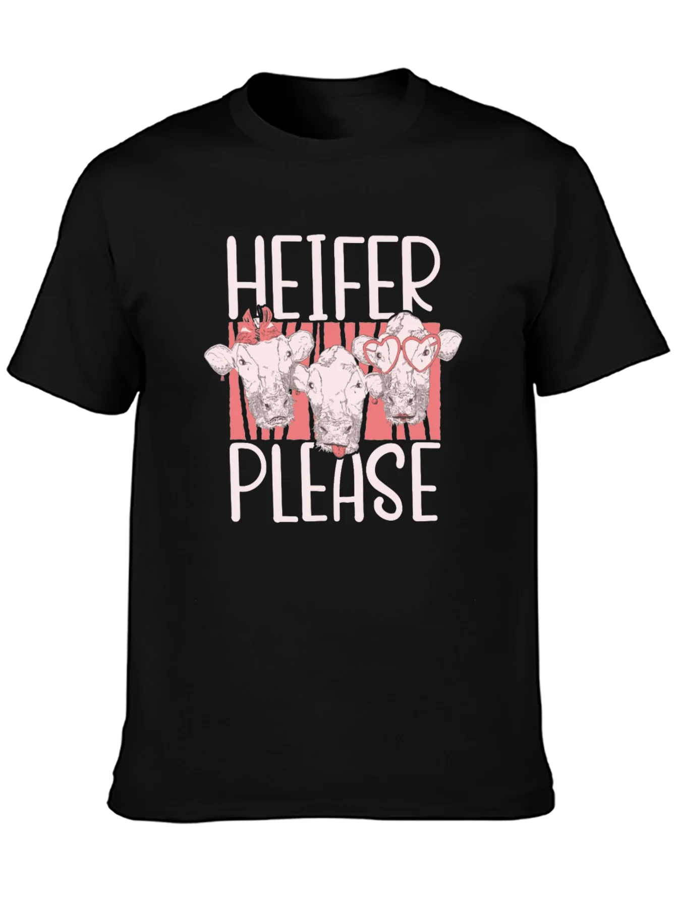 Camiseta Negra Heifer Please con Dise?o de Vacas