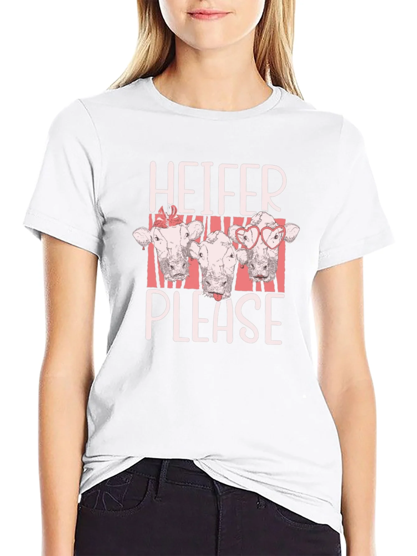 Camiseta Negra Heifer Please con Dise?o de Vacas
