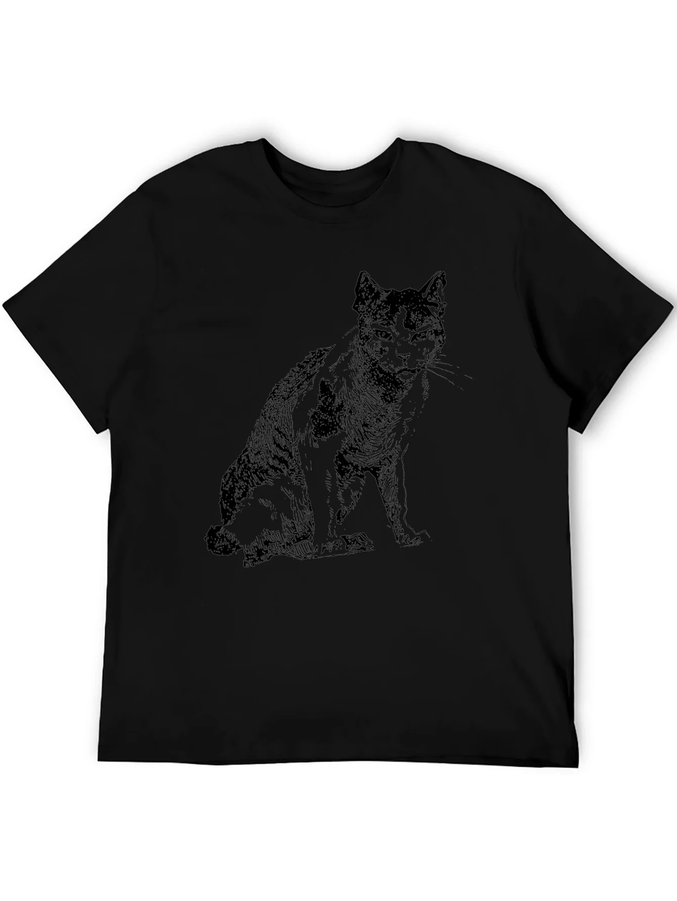 Camiseta Negra con Dise?o de Gato