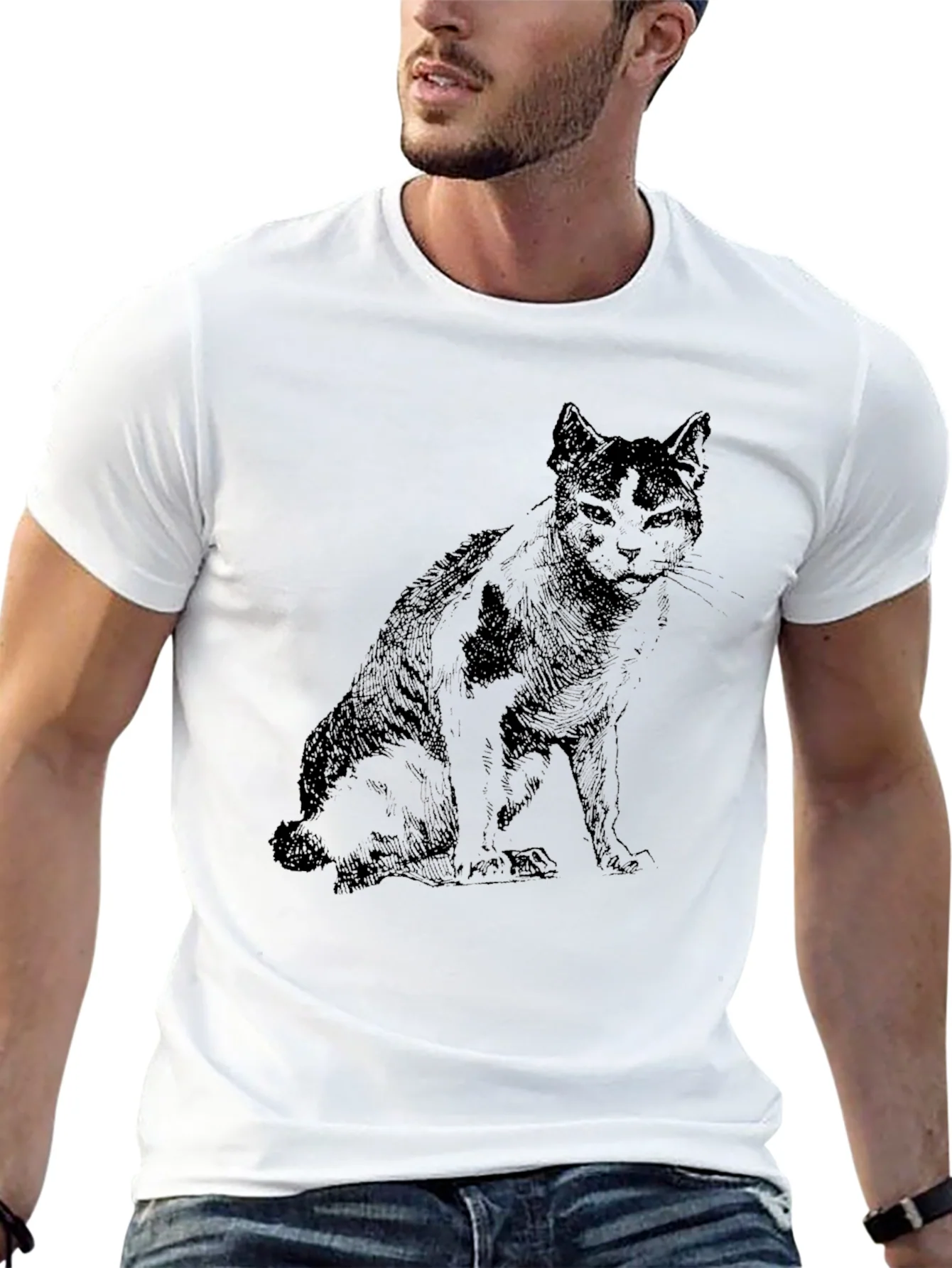 Camiseta Negra con Dise?o de Gato