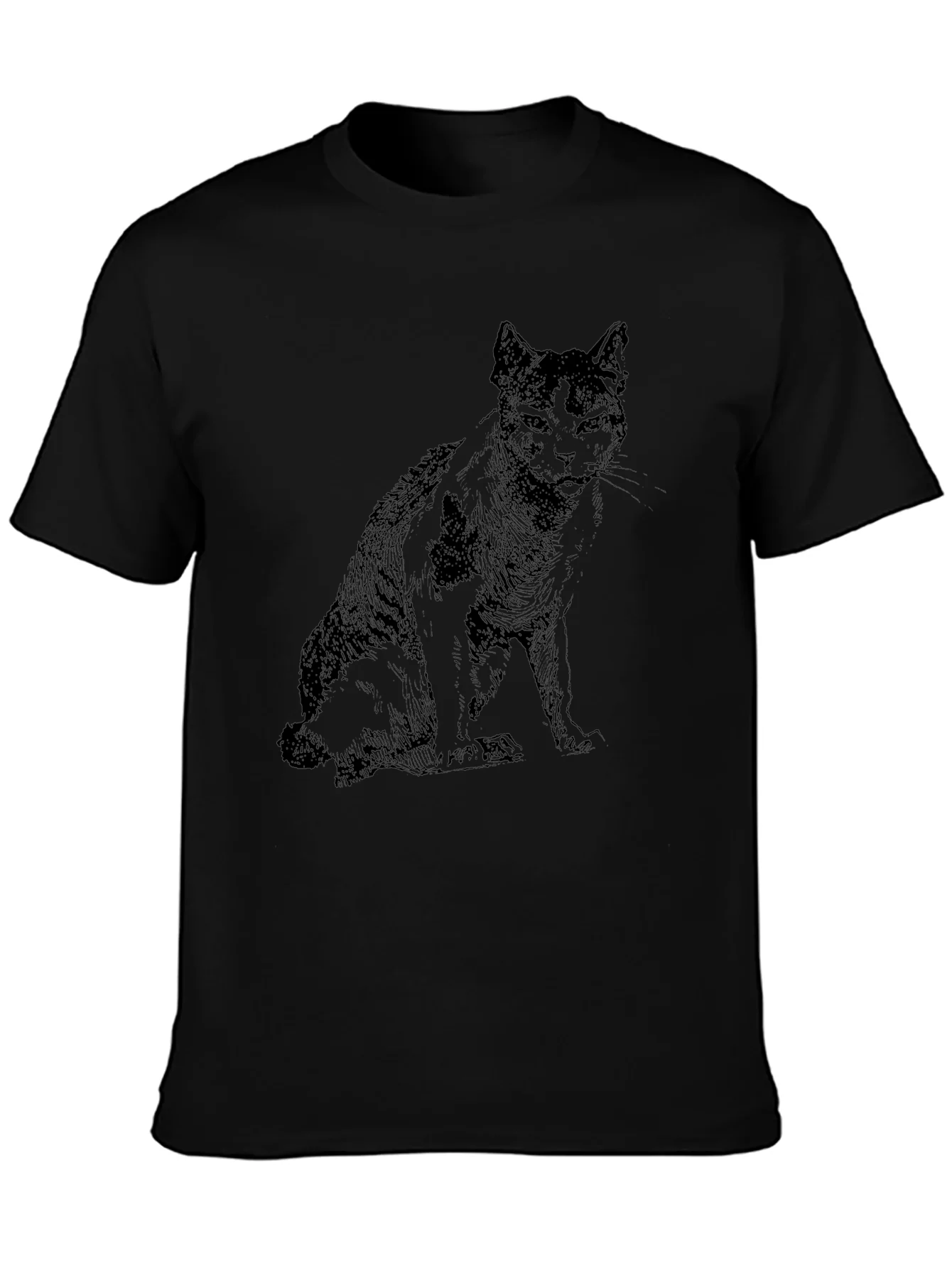 Camiseta Negra con Dise?o de Gato