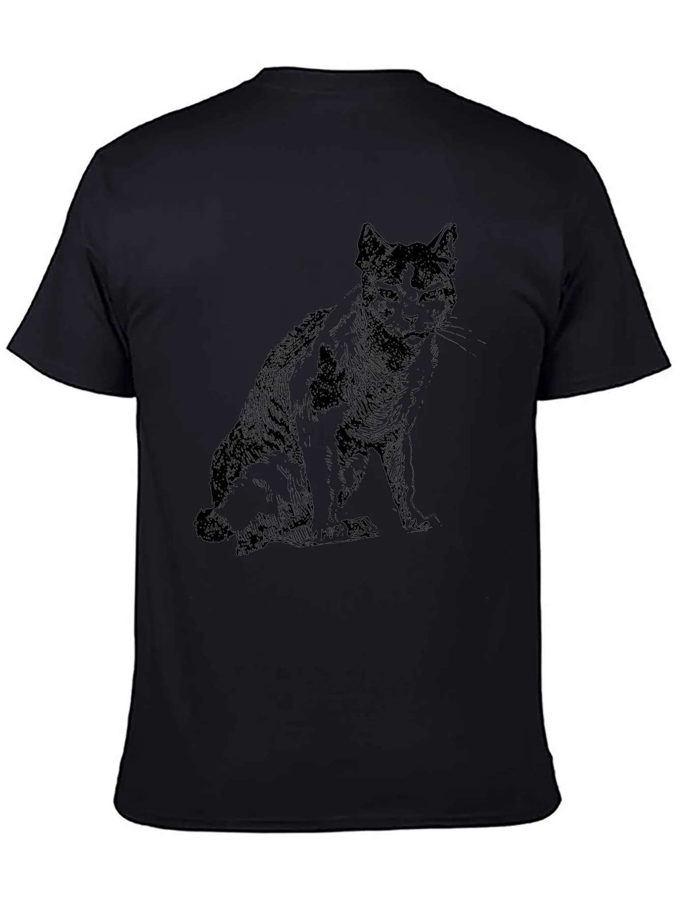 Camiseta Negra con Dise?o de Gato