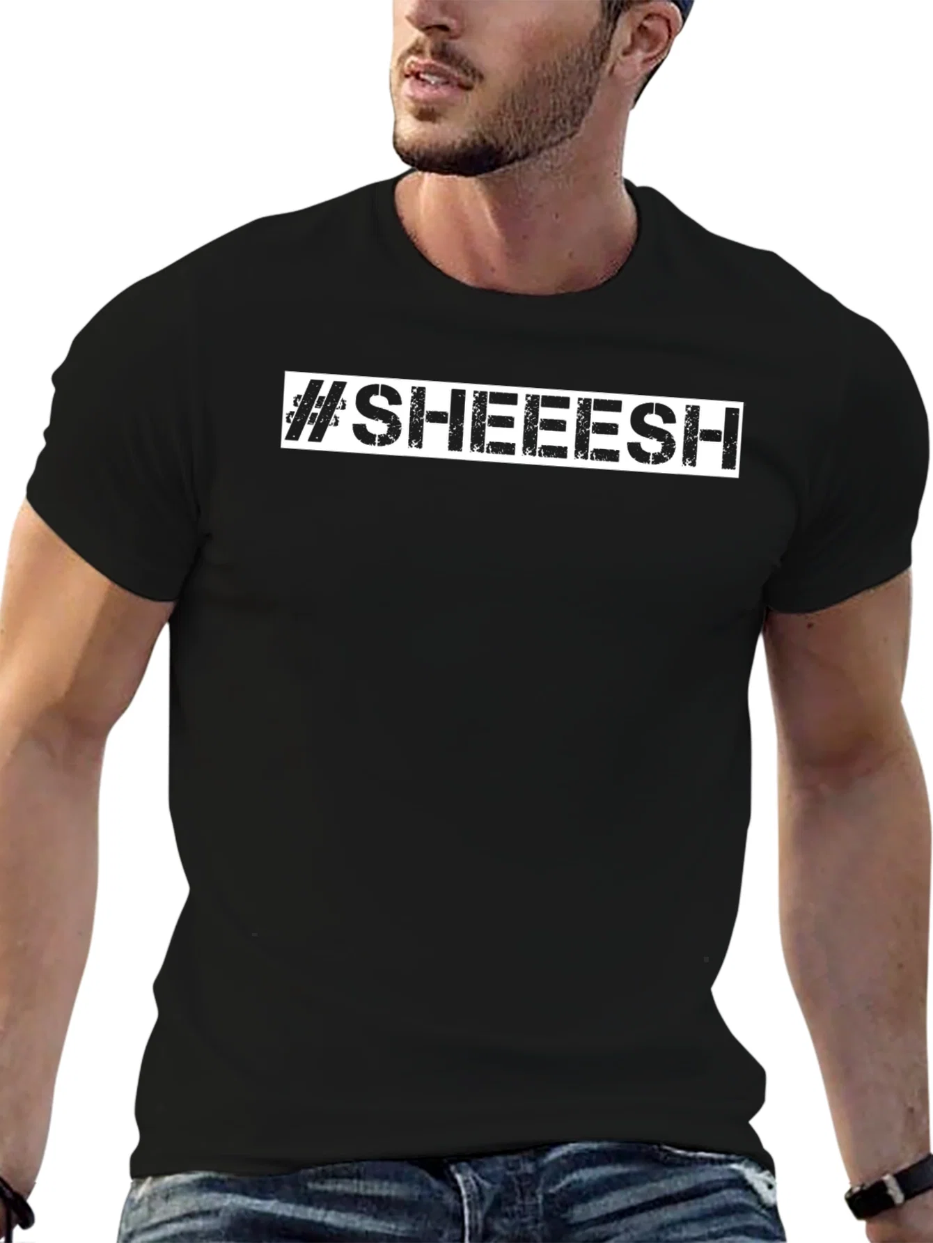 Rebbecca #SHEEESH Graphic Print Black Cotton T-Shirt