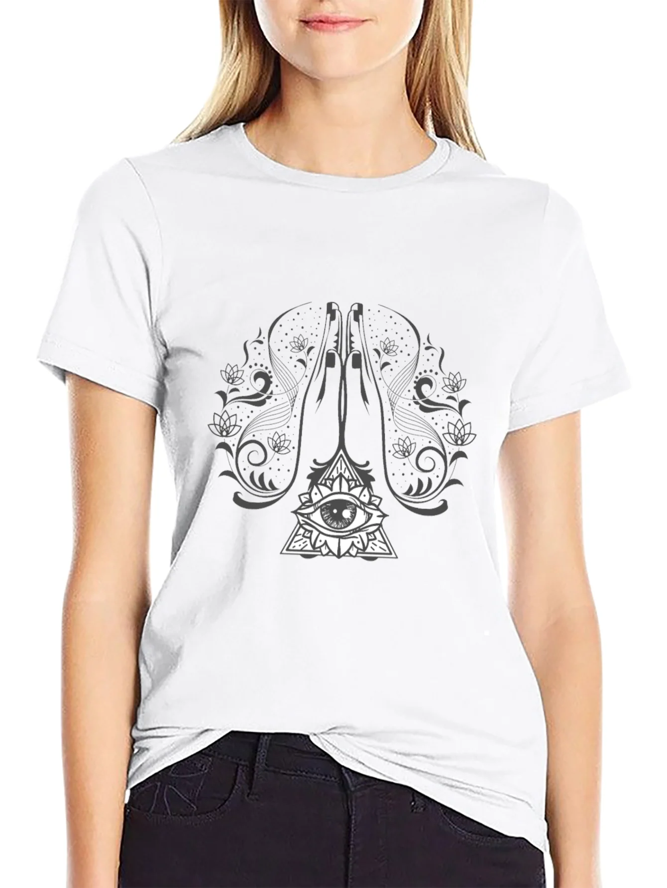 Rebbecca Mystic Eye Graphic Tee - Black Cotton T-Shirt