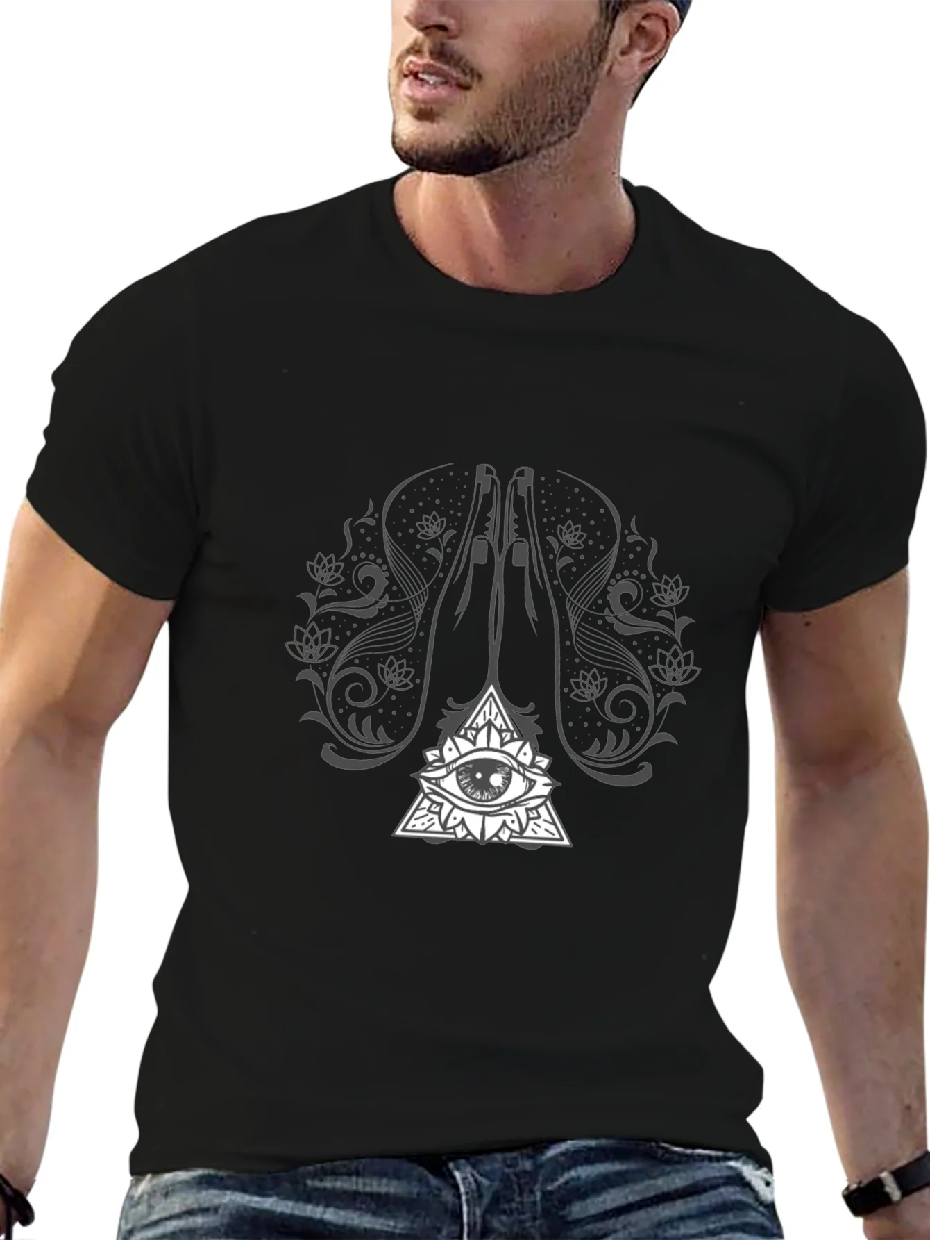Rebbecca Mystic Eye Graphic Tee - Black Cotton T-Shirt
