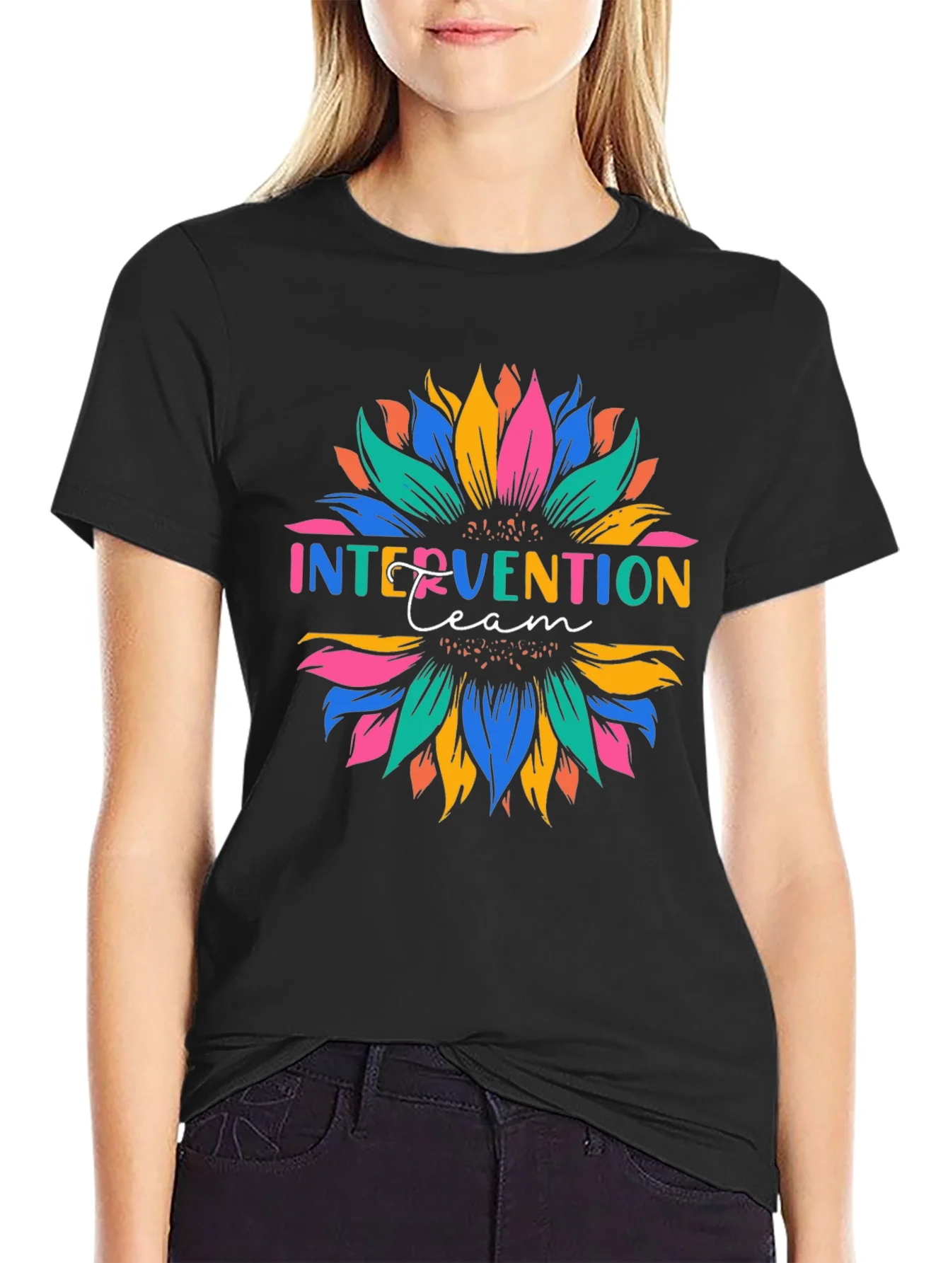 Rebbecca Intervention Team Sunflower Graphic T-Shirt