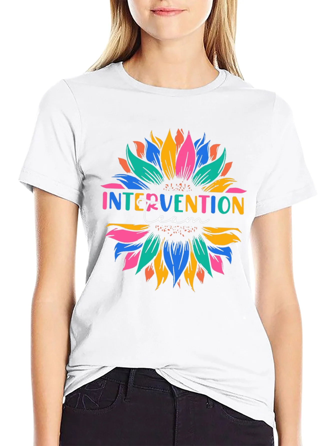 Rebbecca Intervention Team Sunflower Graphic T-Shirt