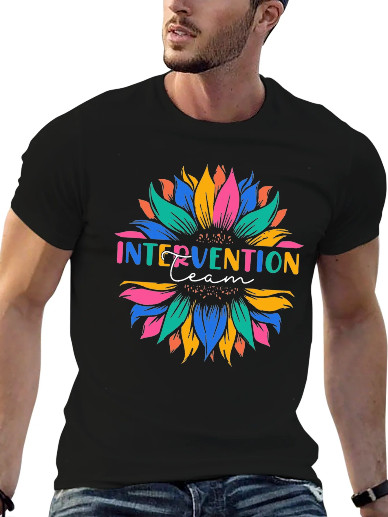 Rebbecca Intervention Team Sunflower Graphic T-Shirt