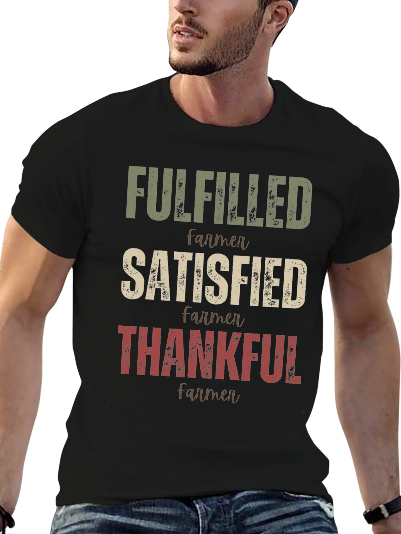 Camiseta Gr¨¢fica Farmer: Cumplido Satisfecho Agradecido