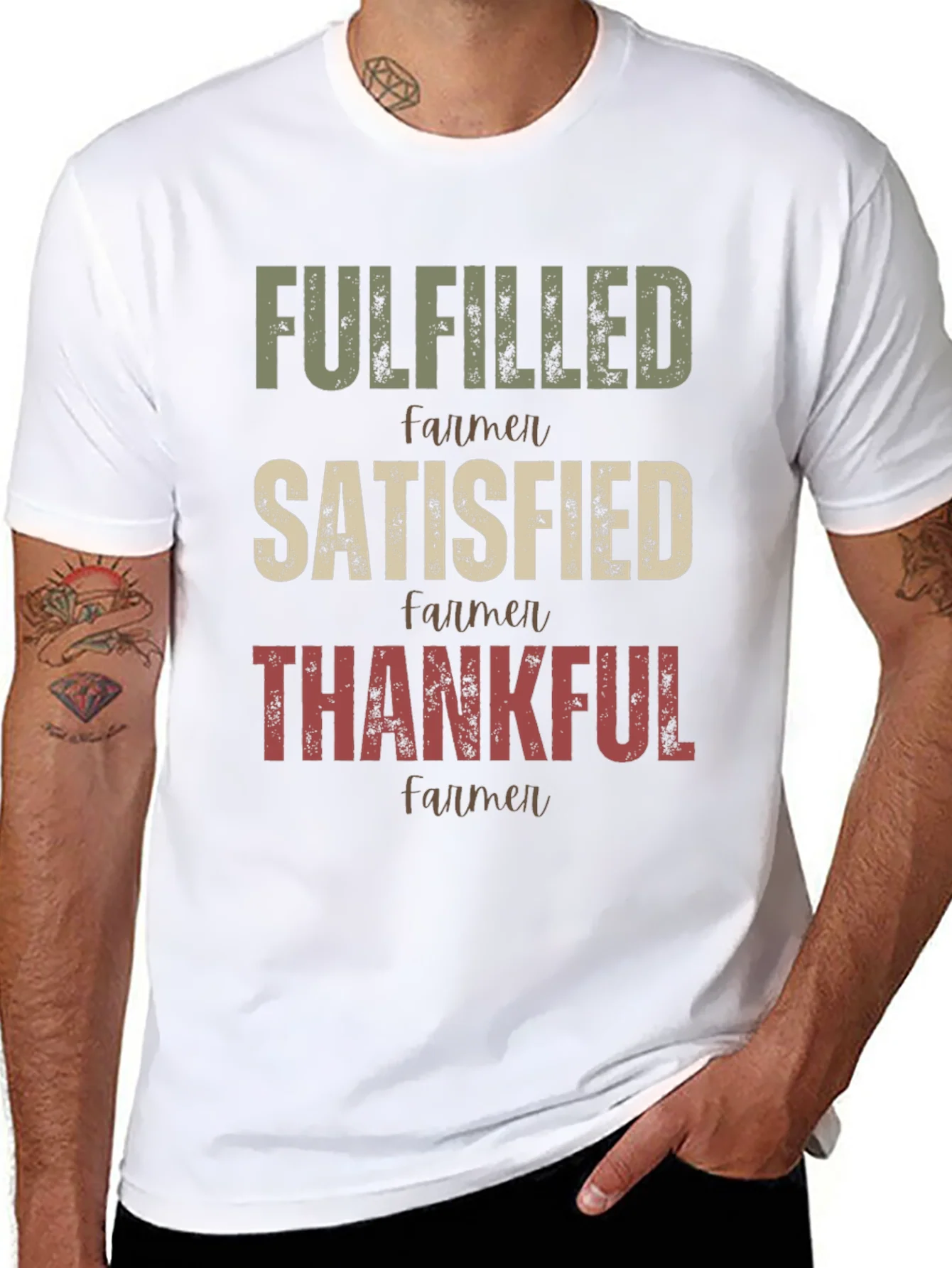 Camiseta Gr¨¢fica Farmer: Cumplido Satisfecho Agradecido