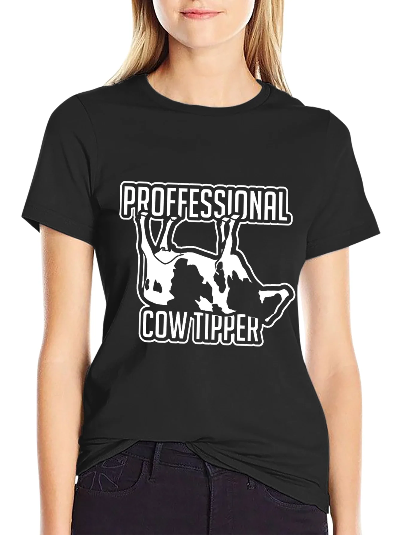Camiseta Negra: Profesional Volteador de Vacas