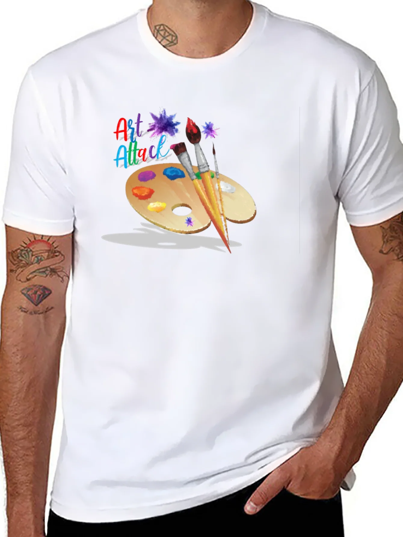 Rebbecca Art Attack T-Shirt: Artistic Palette Design