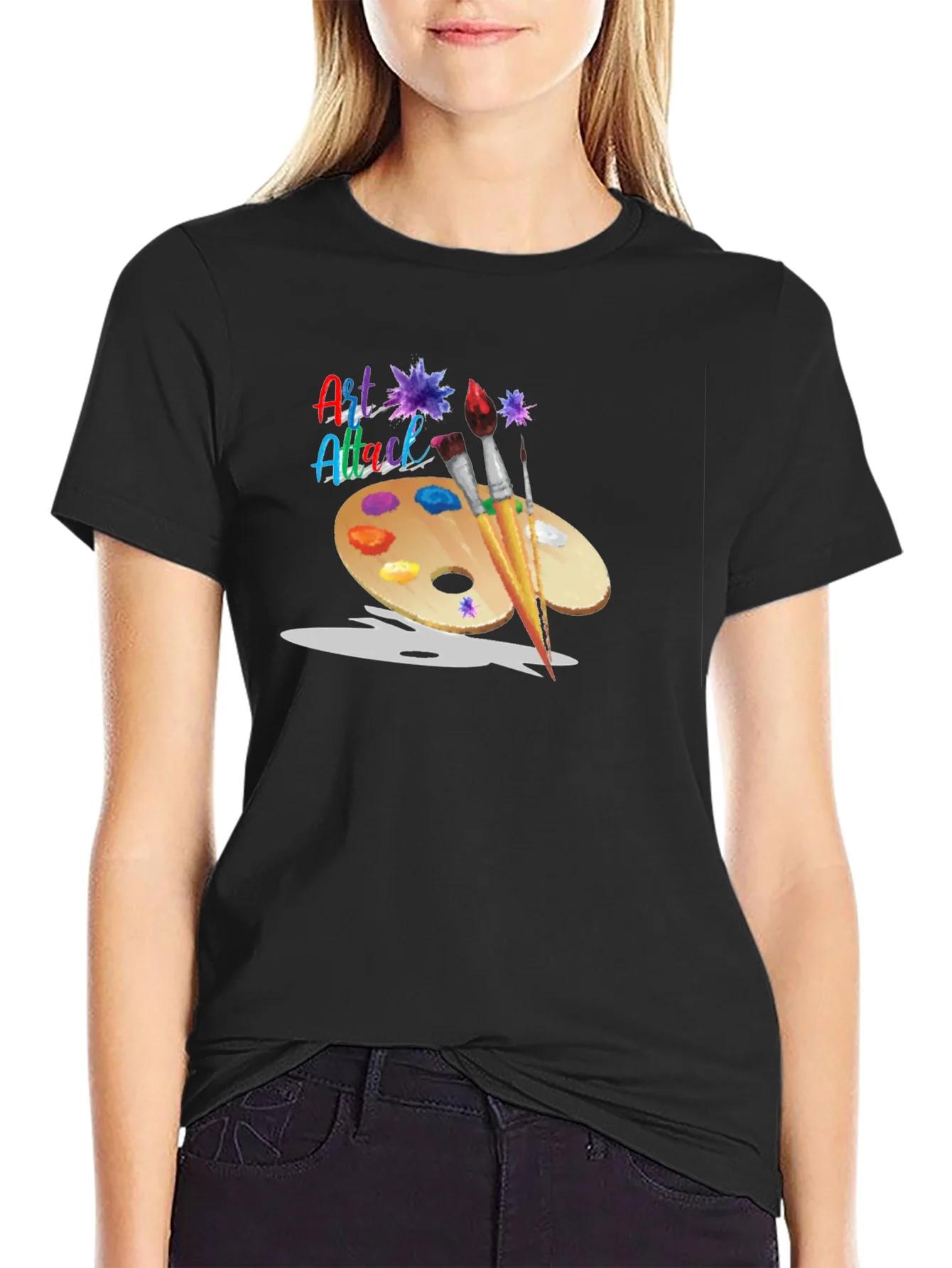 Rebbecca Art Attack T-Shirt: Artistic Palette Design