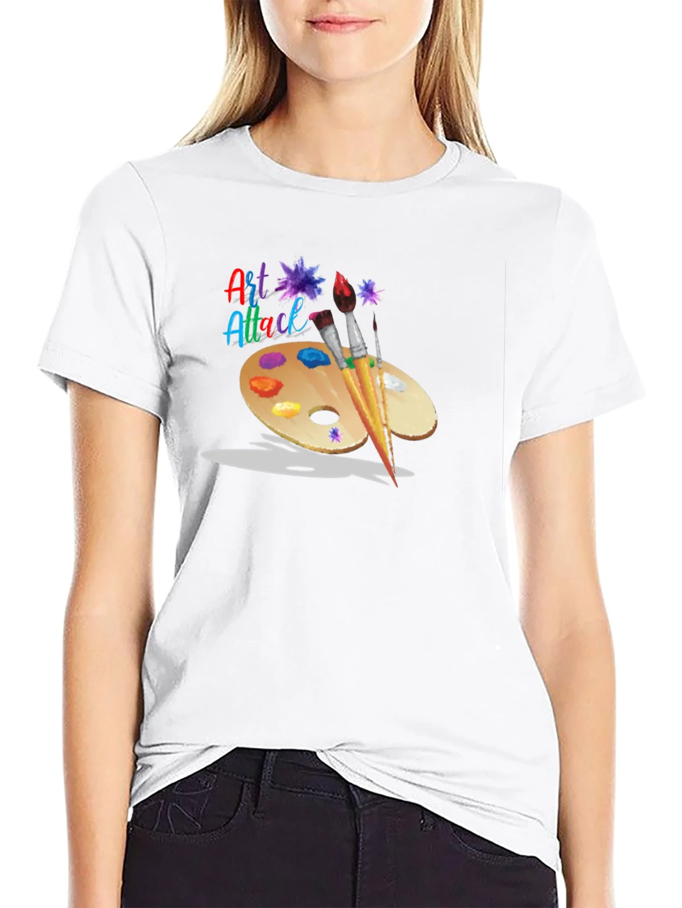 Rebbecca Art Attack T-Shirt: Artistic Palette Design