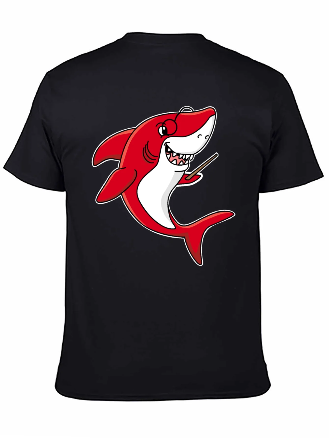 Rebbecca Cartoon Shark Teacher Graphic Tee - Black