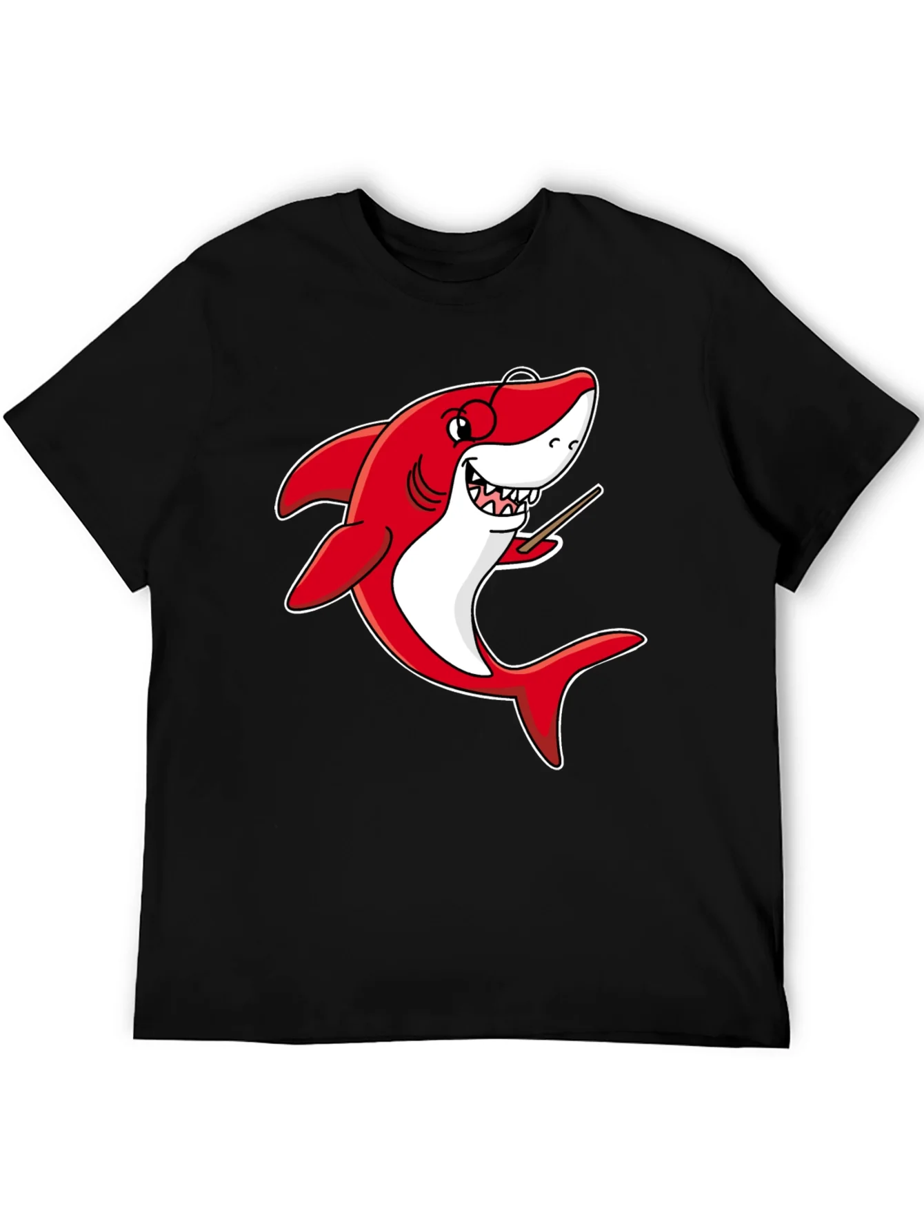 Rebbecca Cartoon Shark Teacher Graphic Tee - Black