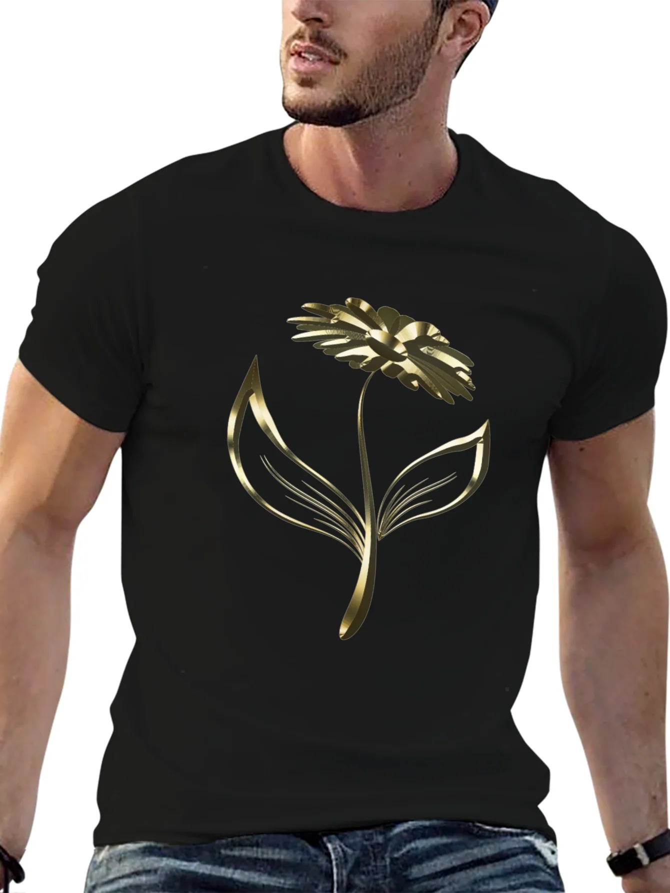 Rebbecca Elegant Golden Flower Graphic Tee