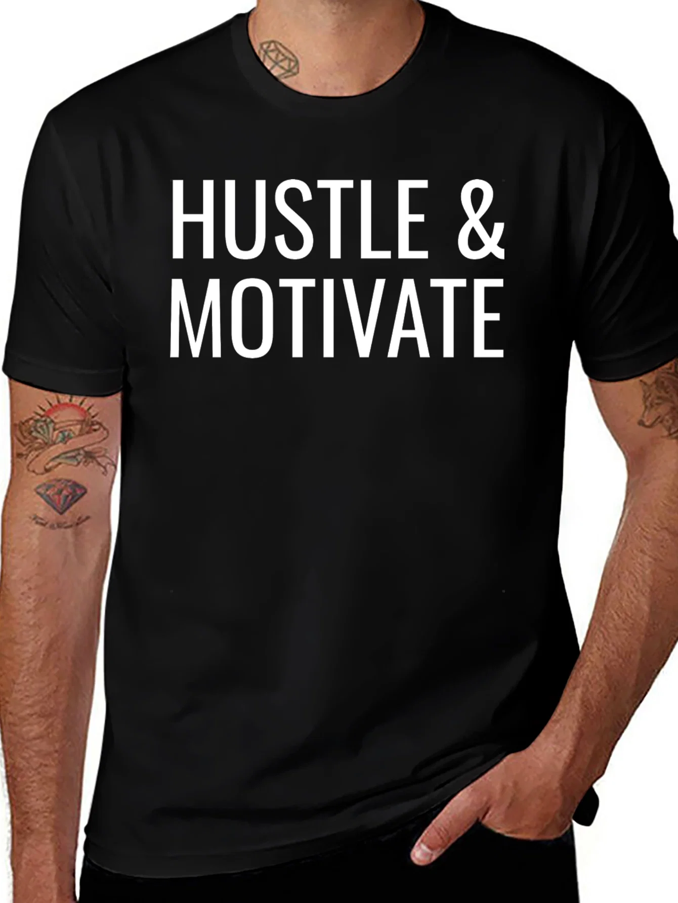 Rebbecca Hustle & Motivate Black Graphic T-Shirt
