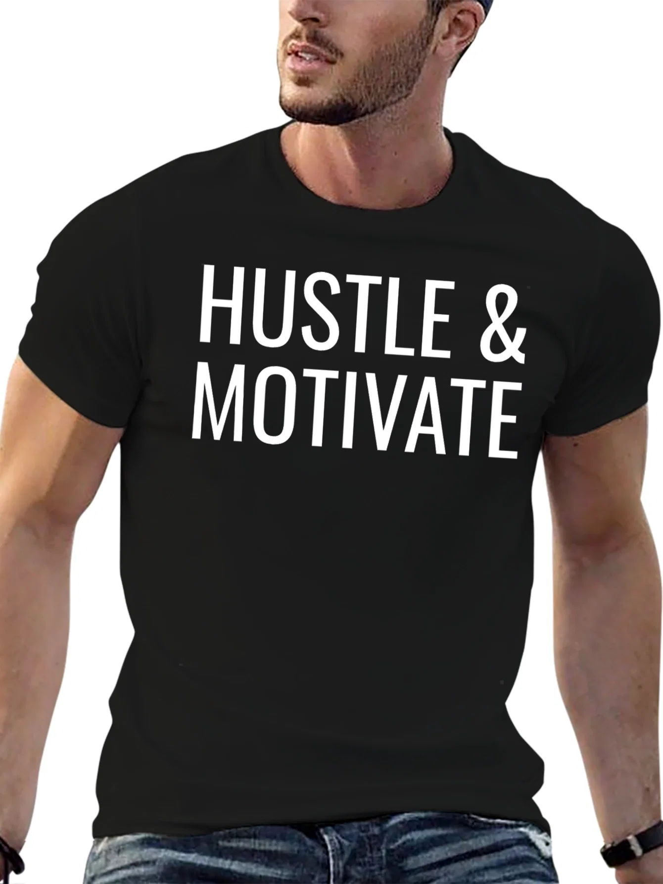 Rebbecca Hustle & Motivate Black Graphic T-Shirt