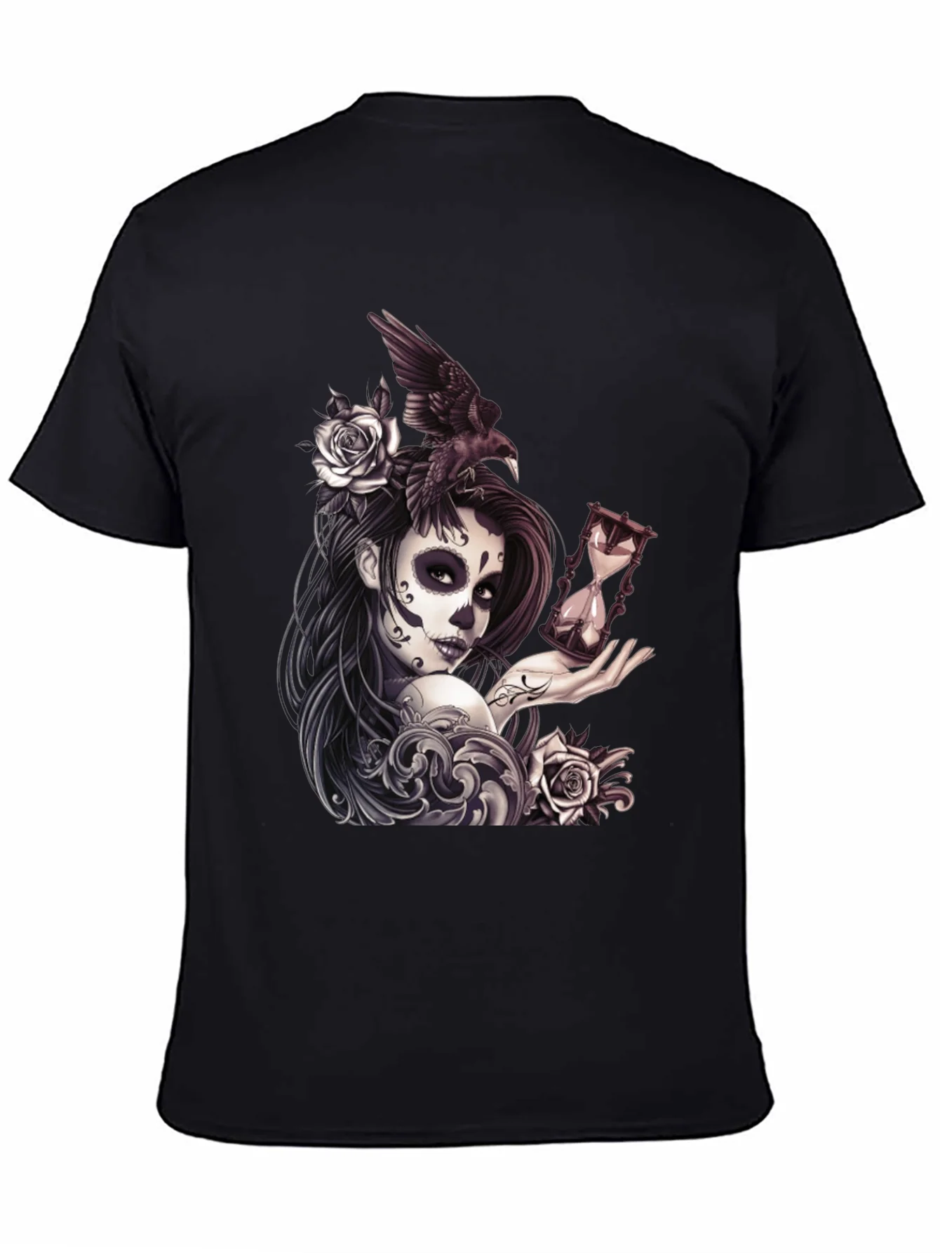 Camiseta Negra con Dise?o D¨ªa de Muertos