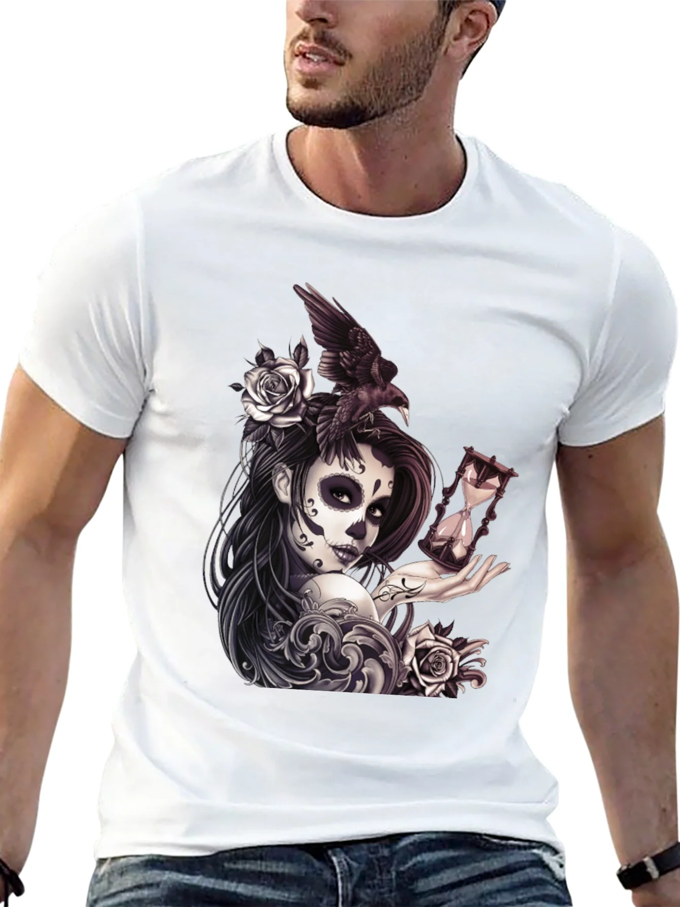 Camiseta Negra con Dise?o D¨ªa de Muertos