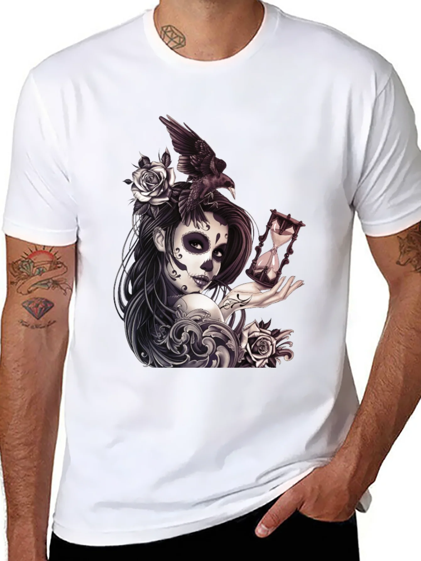 Camiseta Negra con Dise?o D¨ªa de Muertos
