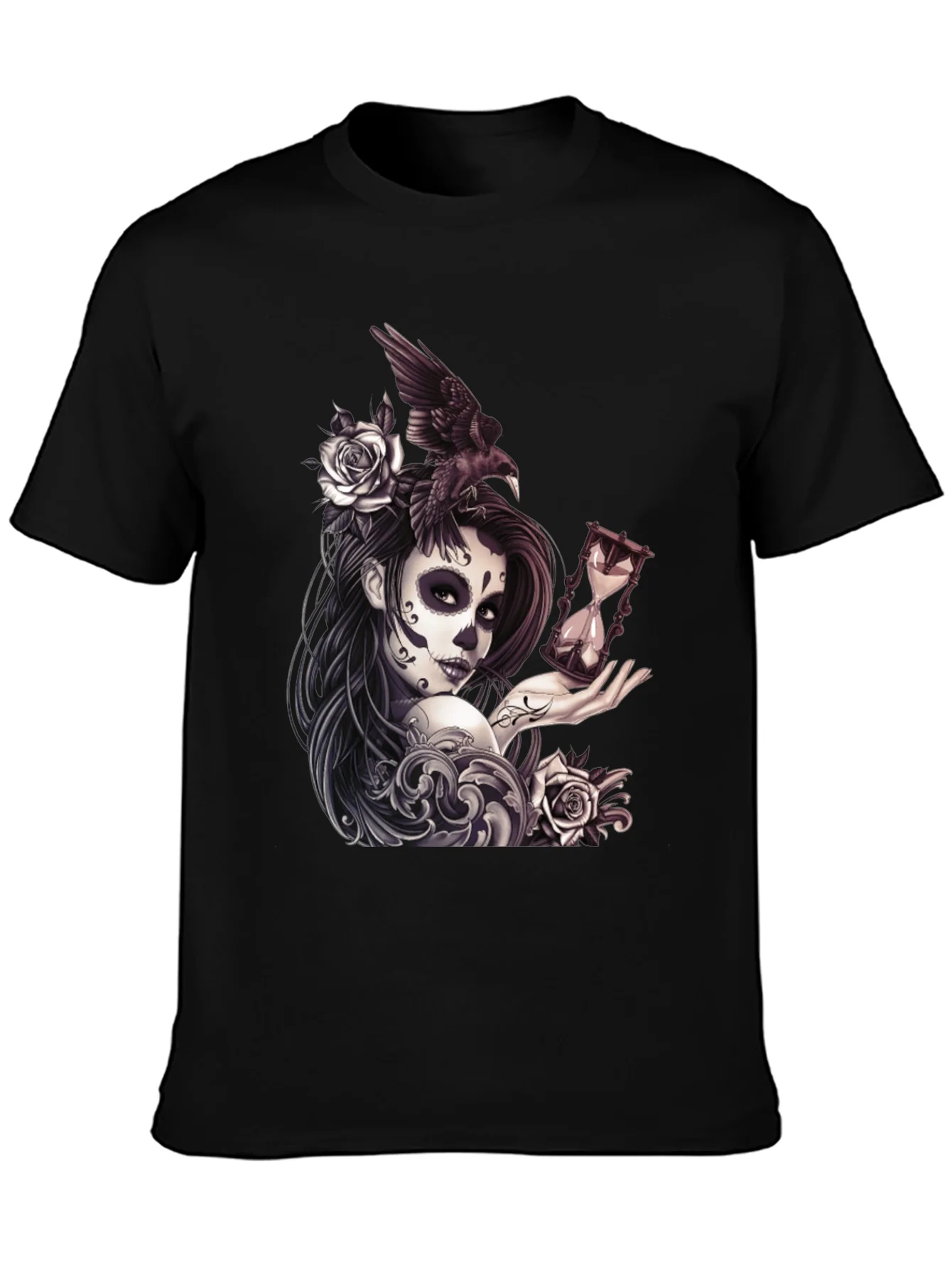 Camiseta Negra con Dise?o D¨ªa de Muertos