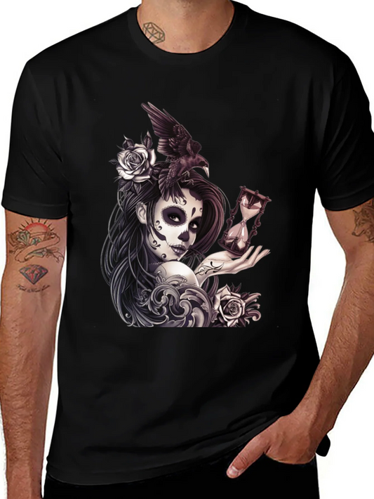 Camiseta Negra con Dise?o D¨ªa de Muertos