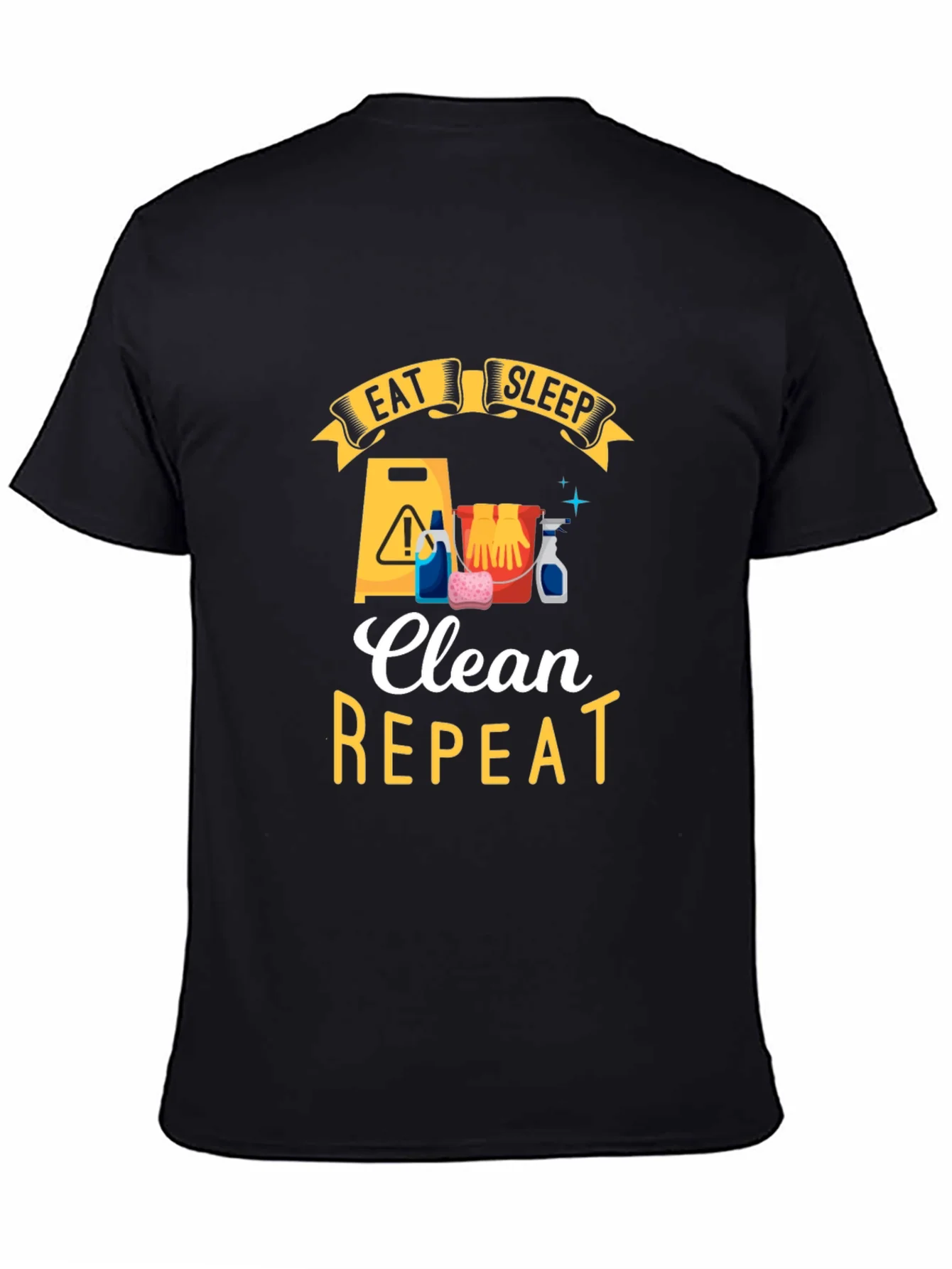 Rebbecca Eat Sleep Clean Repeat Black Graphic Tee