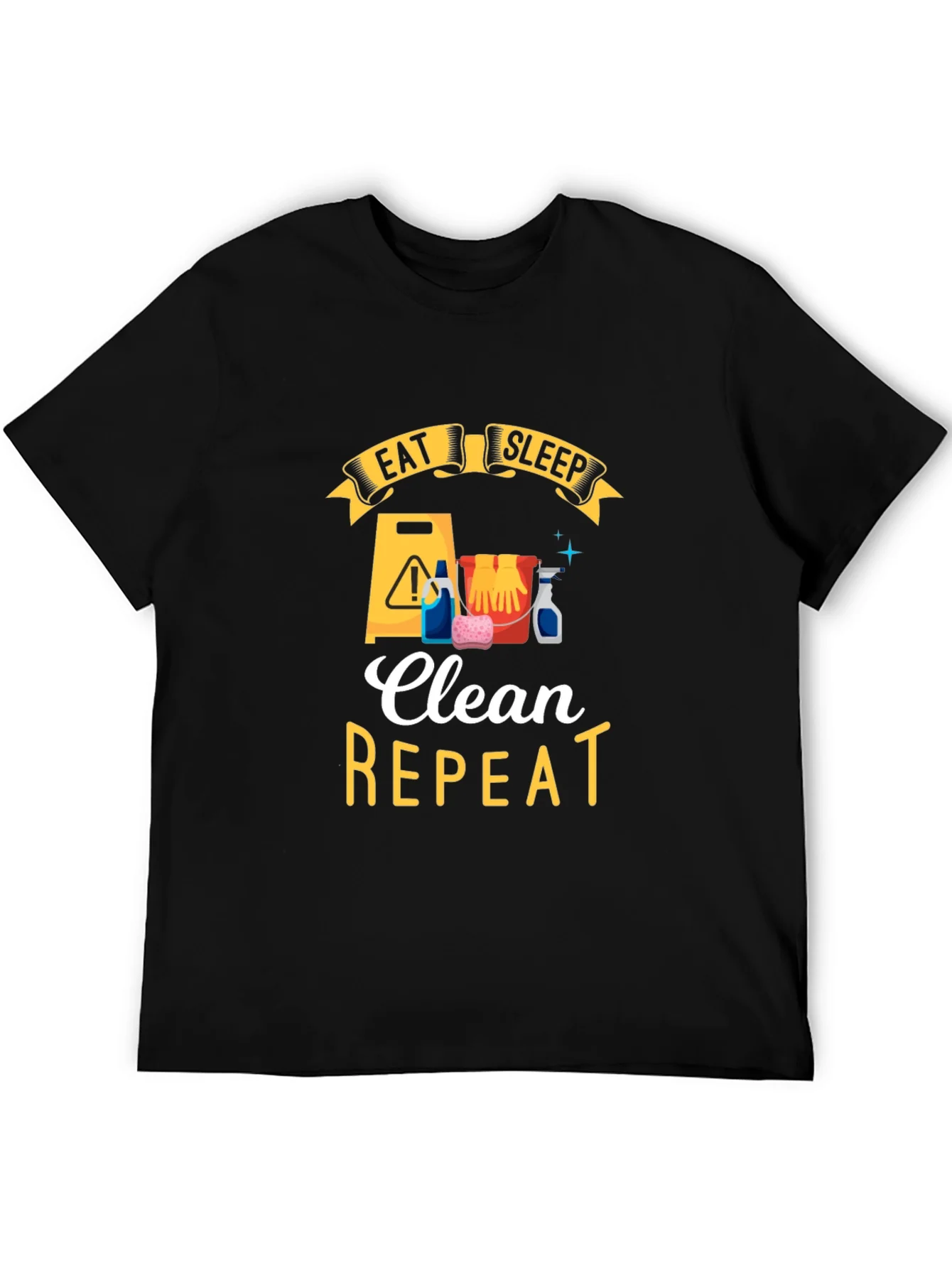 Rebbecca Eat Sleep Clean Repeat Black Graphic Tee