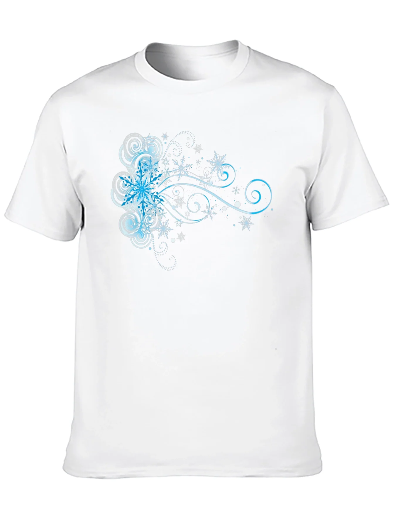 Camiseta Negra con Dise?o Invernal Abstracto