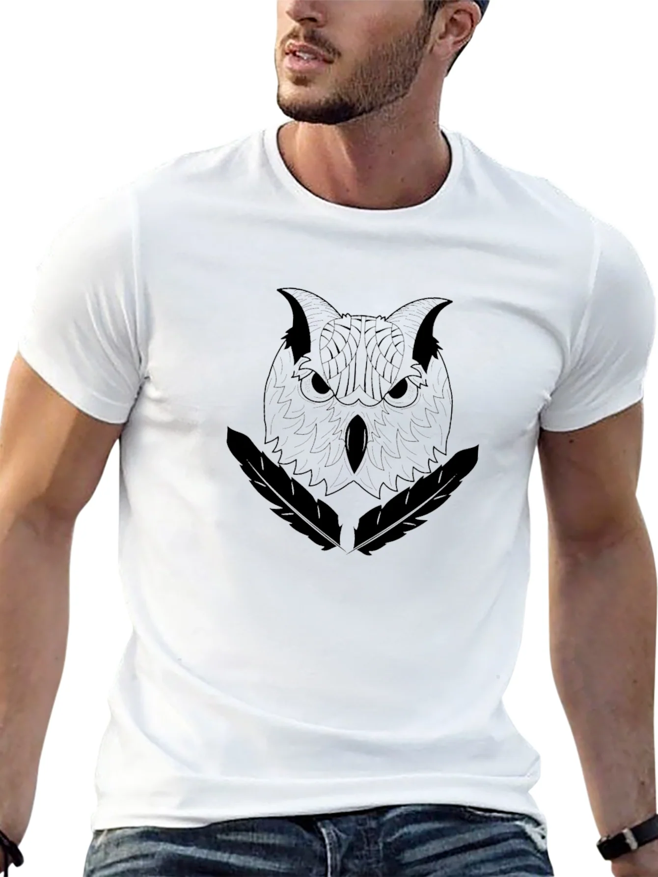 Rebbecca Mens Black Owl Graphic T-Shirt
