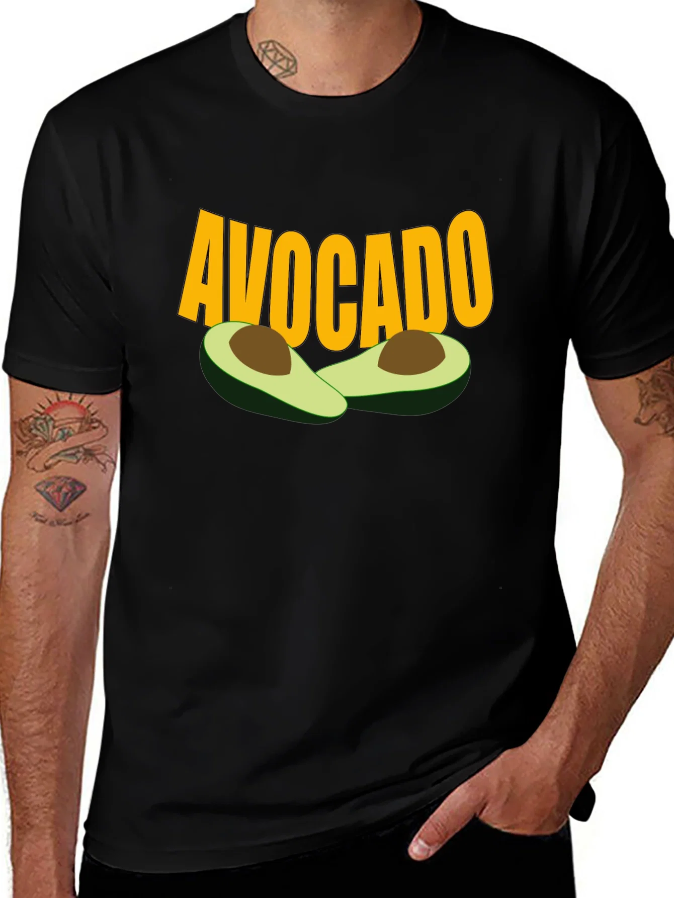 Rebbecca Avocado Graphic Tee - Black Cotton T-Shirt