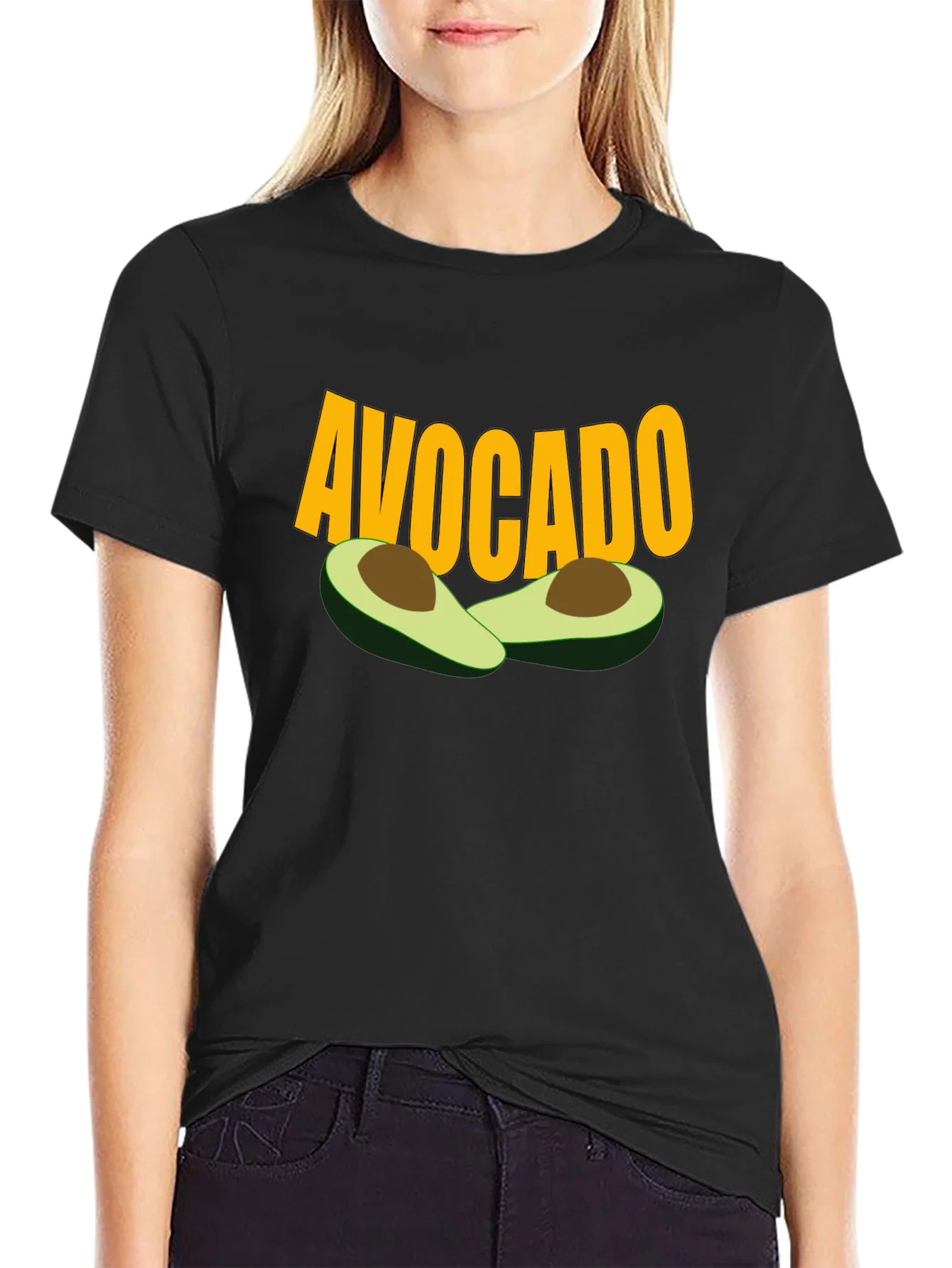 Rebbecca Avocado Graphic Tee - Black Cotton T-Shirt