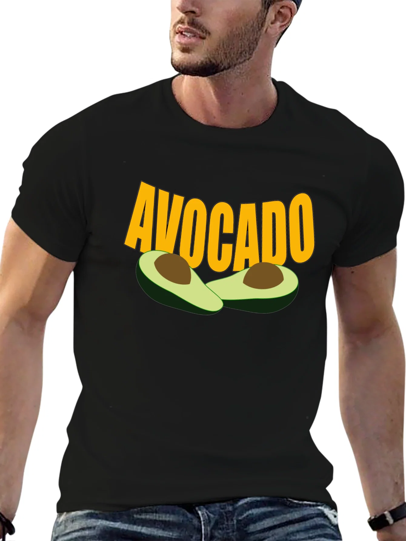 Rebbecca Avocado Graphic Tee - Black Cotton T-Shirt