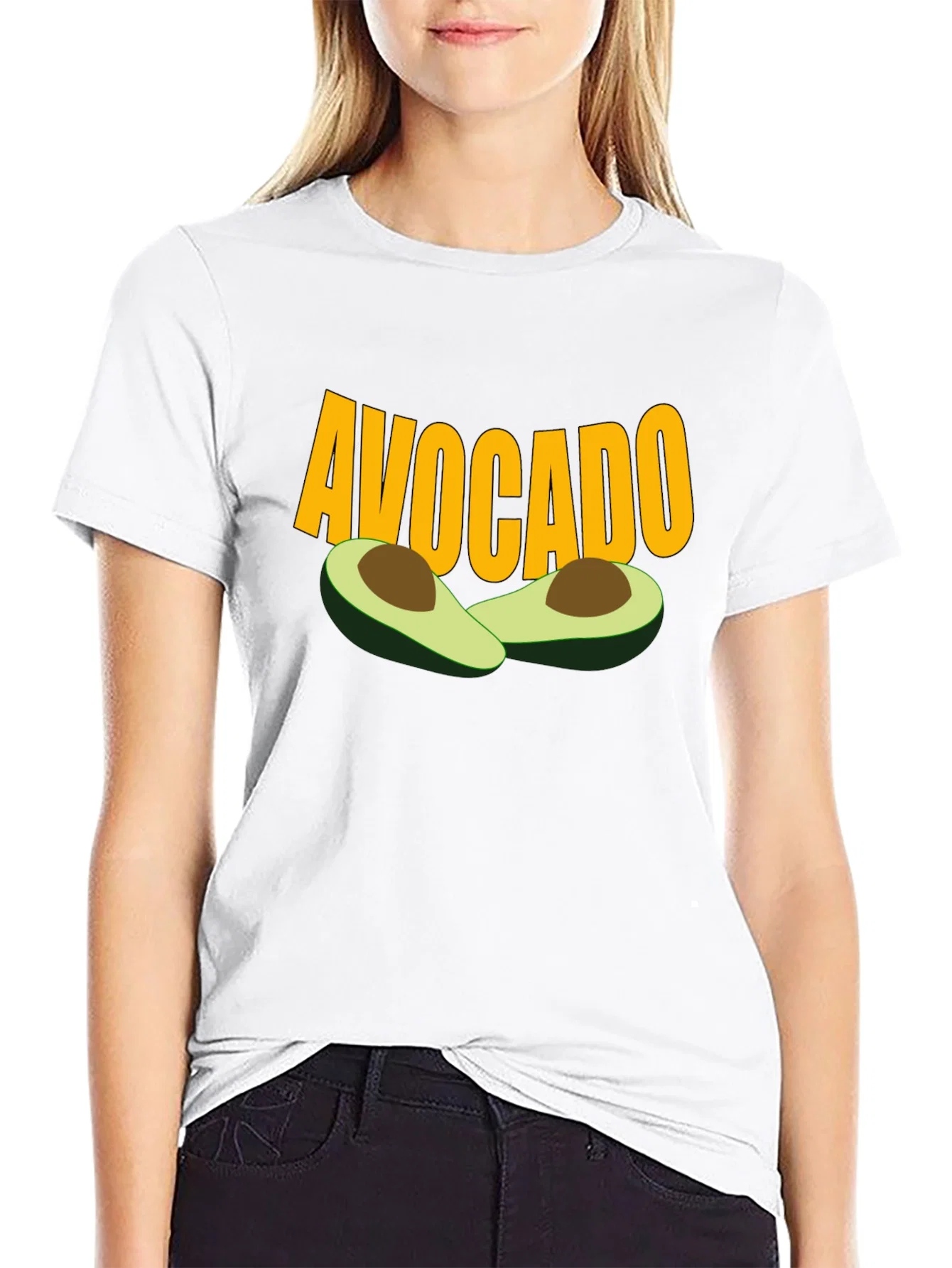 Rebbecca Avocado Graphic Tee - Black Cotton T-Shirt