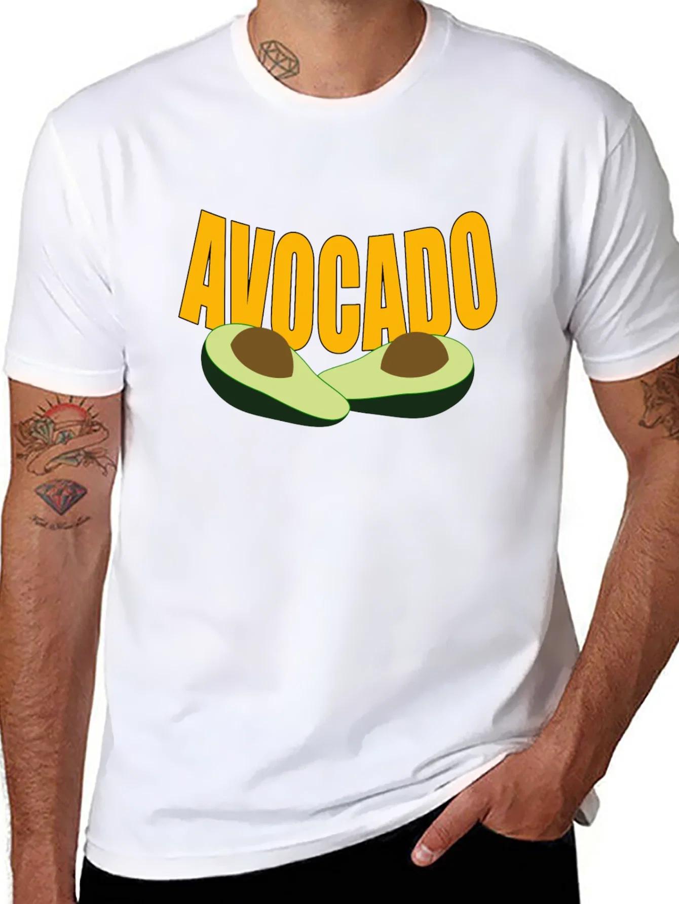 Rebbecca Avocado Graphic Tee - Black Cotton T-Shirt