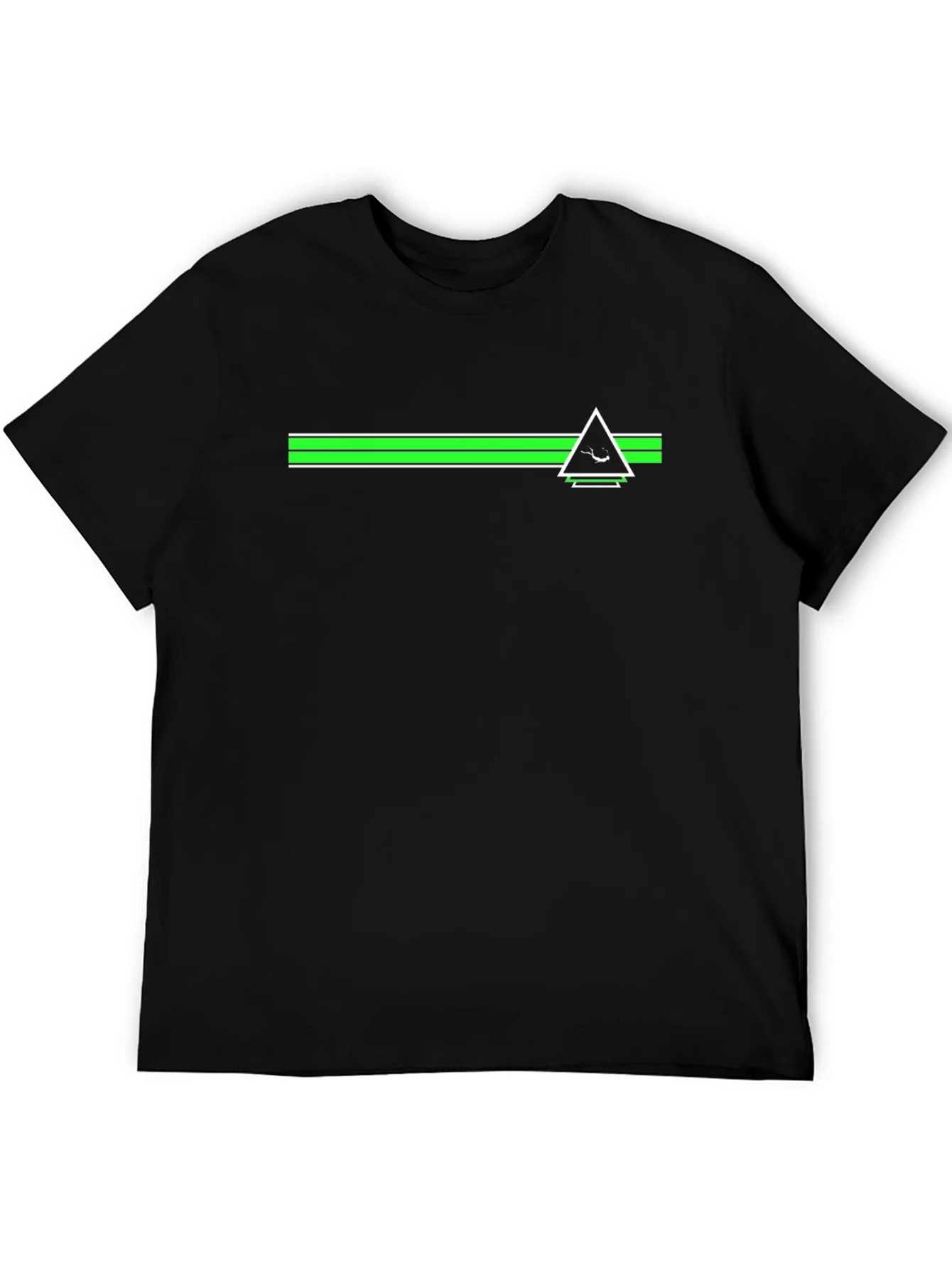 Camiseta Negra con Dise?o Geom¨¦trico Verde