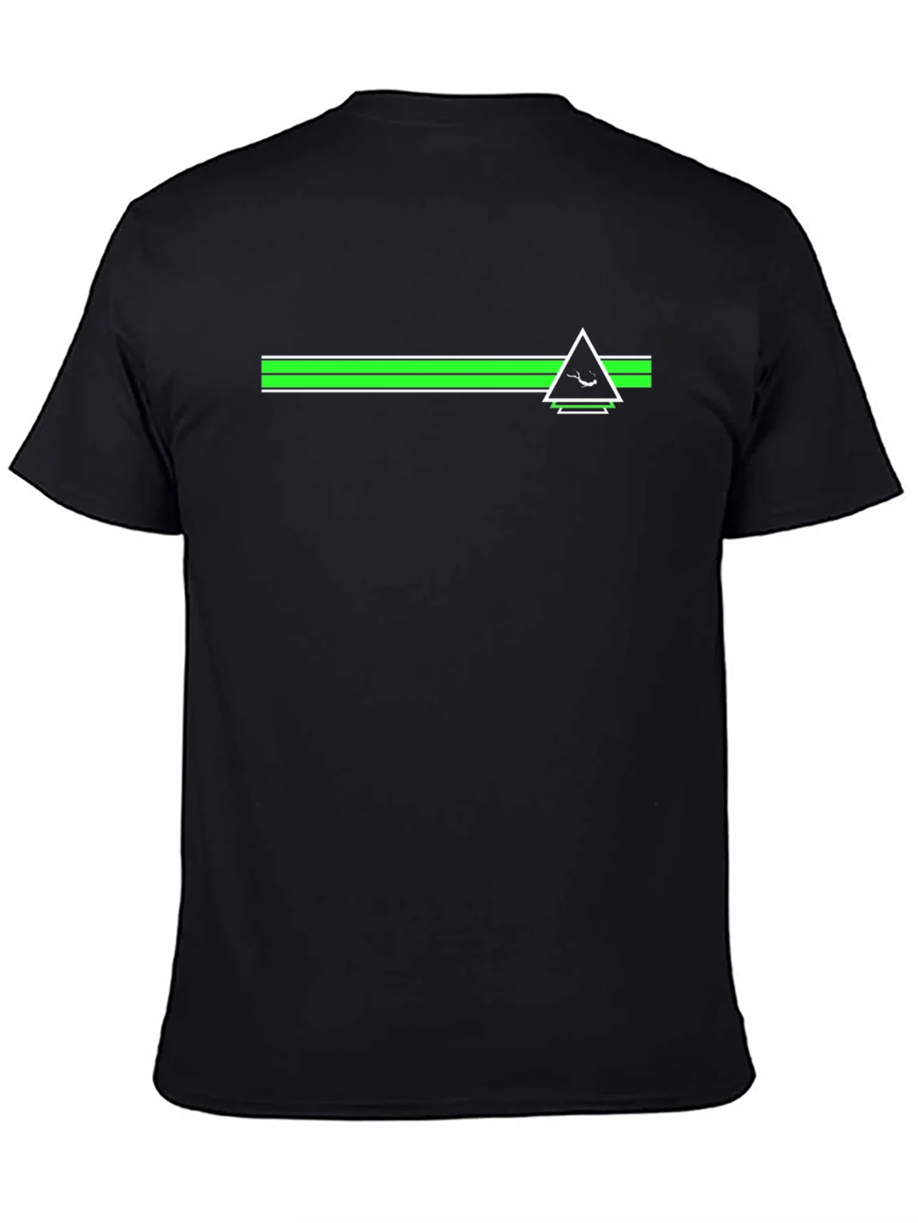 Camiseta Negra con Dise?o Geom¨¦trico Verde