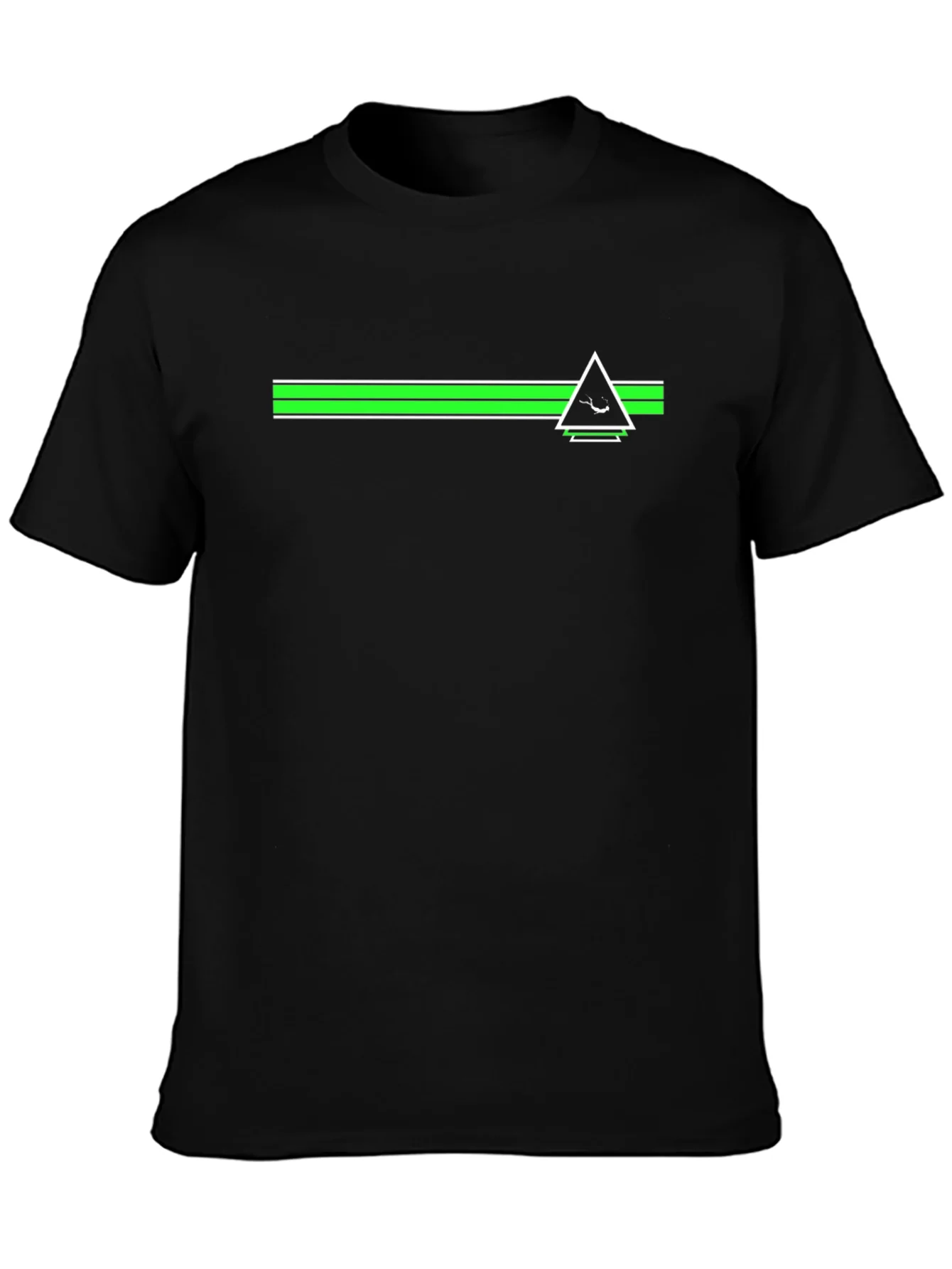 Camiseta Negra con Dise?o Geom¨¦trico Verde