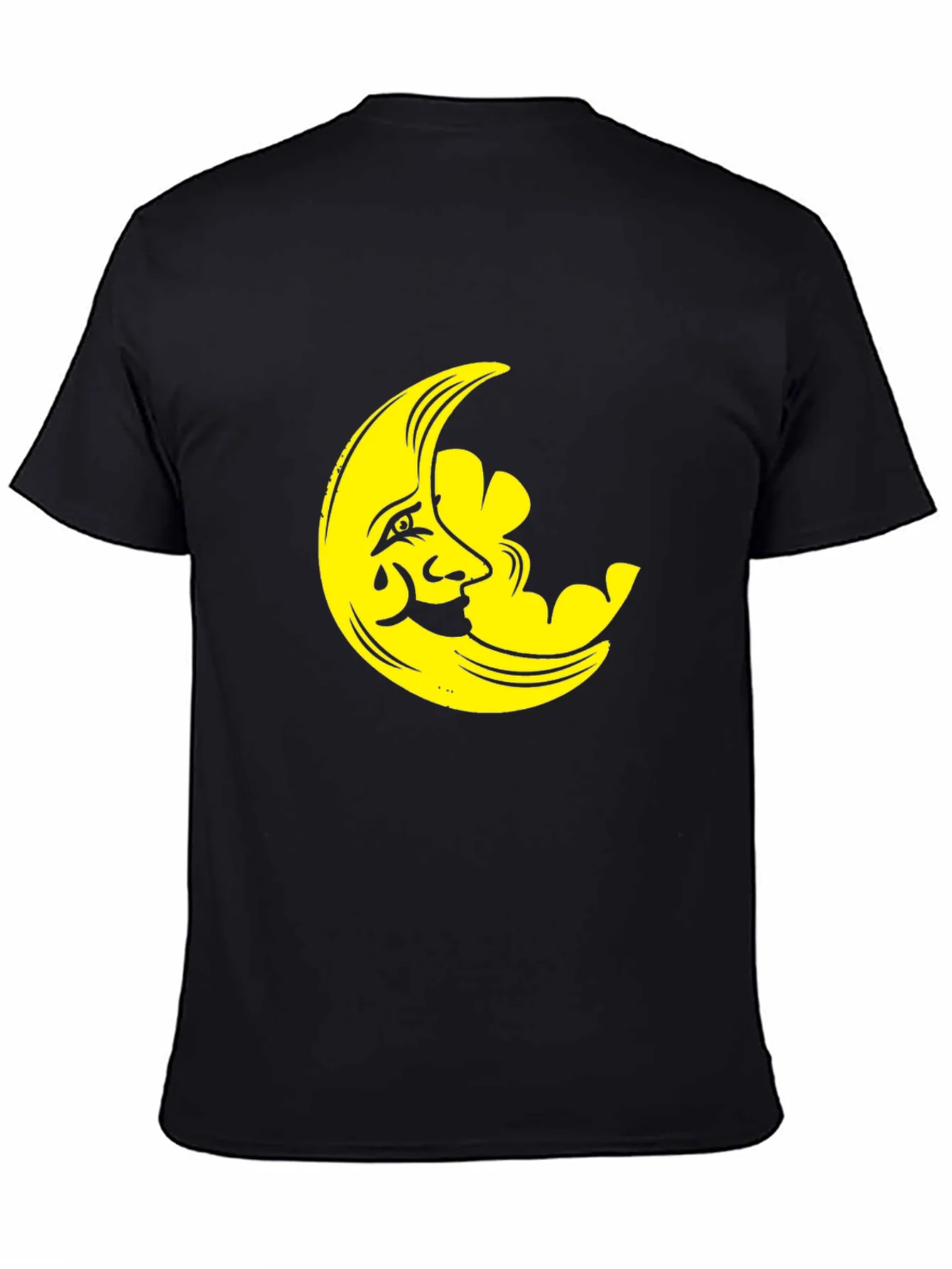 Camiseta Negra con Dise?o de Luna Amarilla