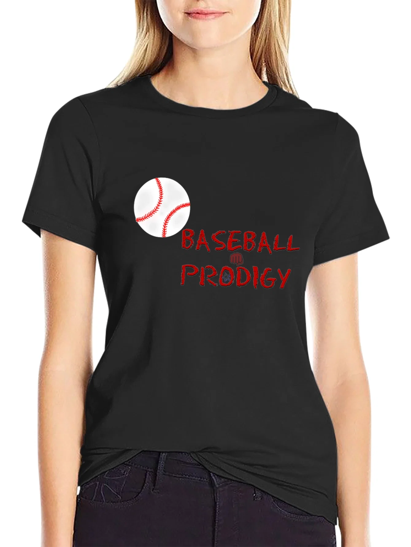 Rebbecca Baseball Prodigy Black Graphic T-Shirt