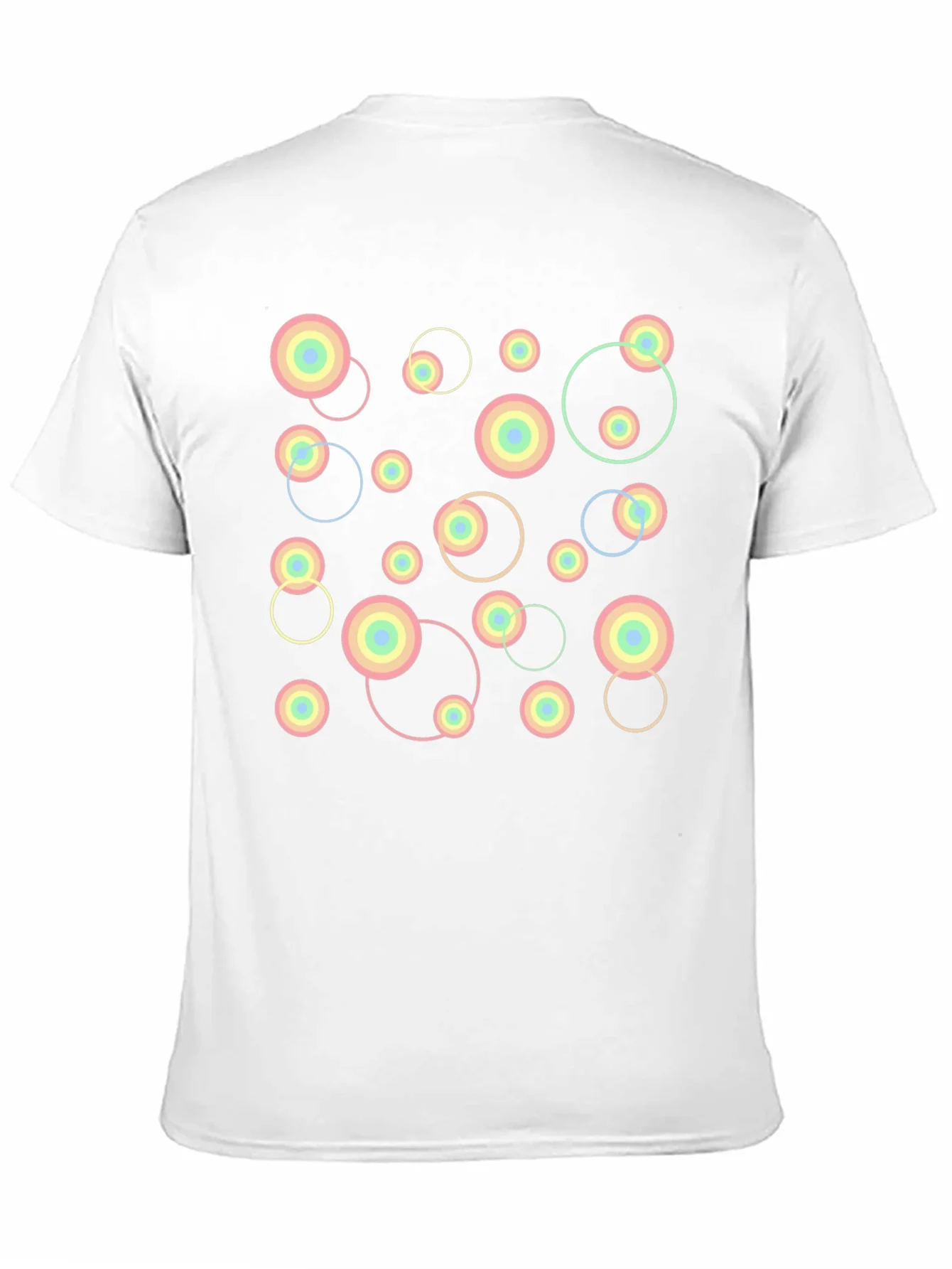 Camiseta Negra con Dise?o Abstracto de C¨ªrculos Pastel