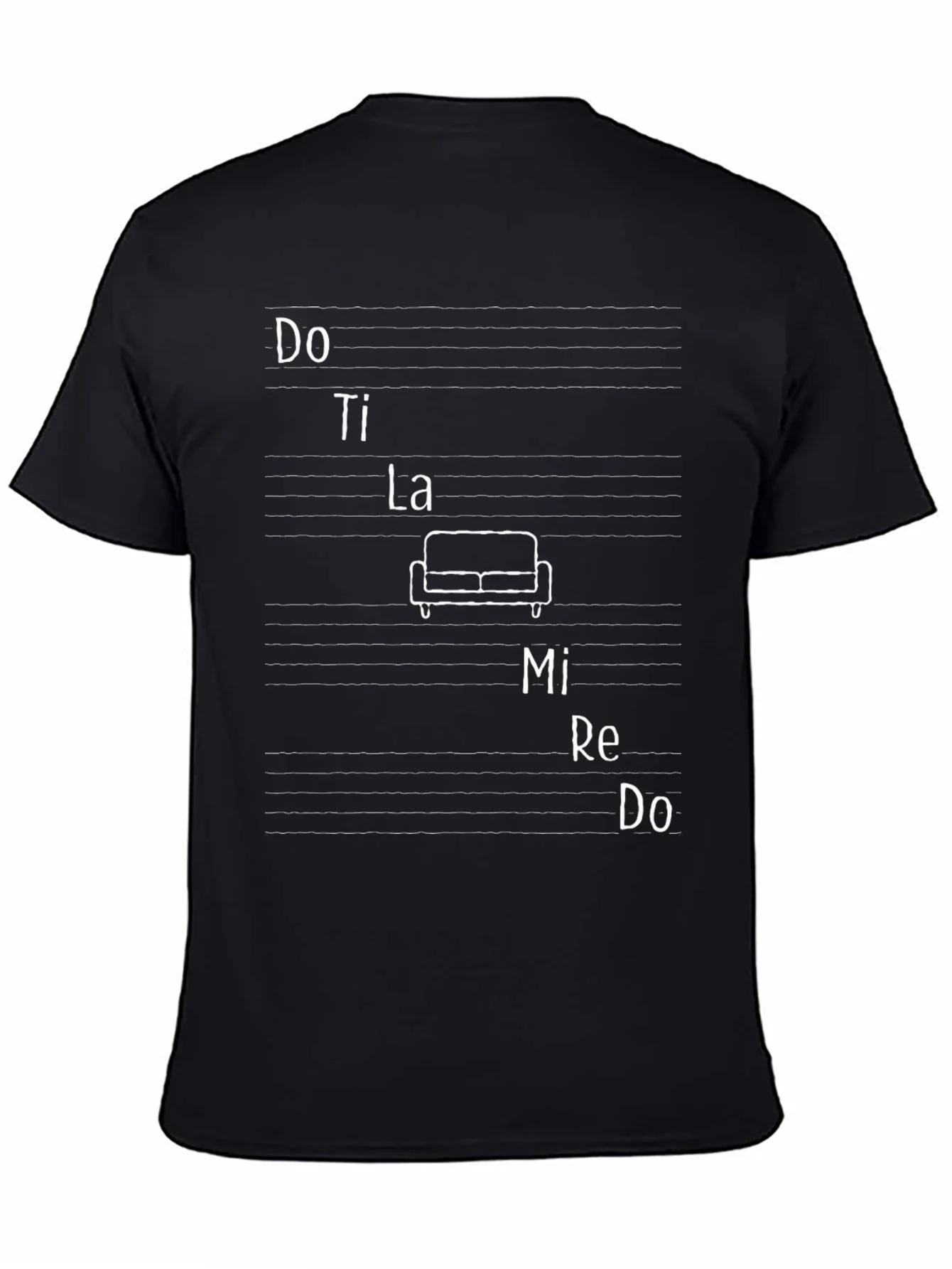 Camiseta Negra Notas Musicales Do Re Mi Fa So
