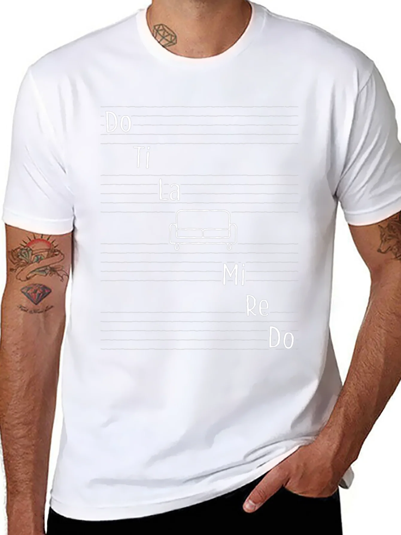 Camiseta Negra Notas Musicales Do Re Mi Fa So